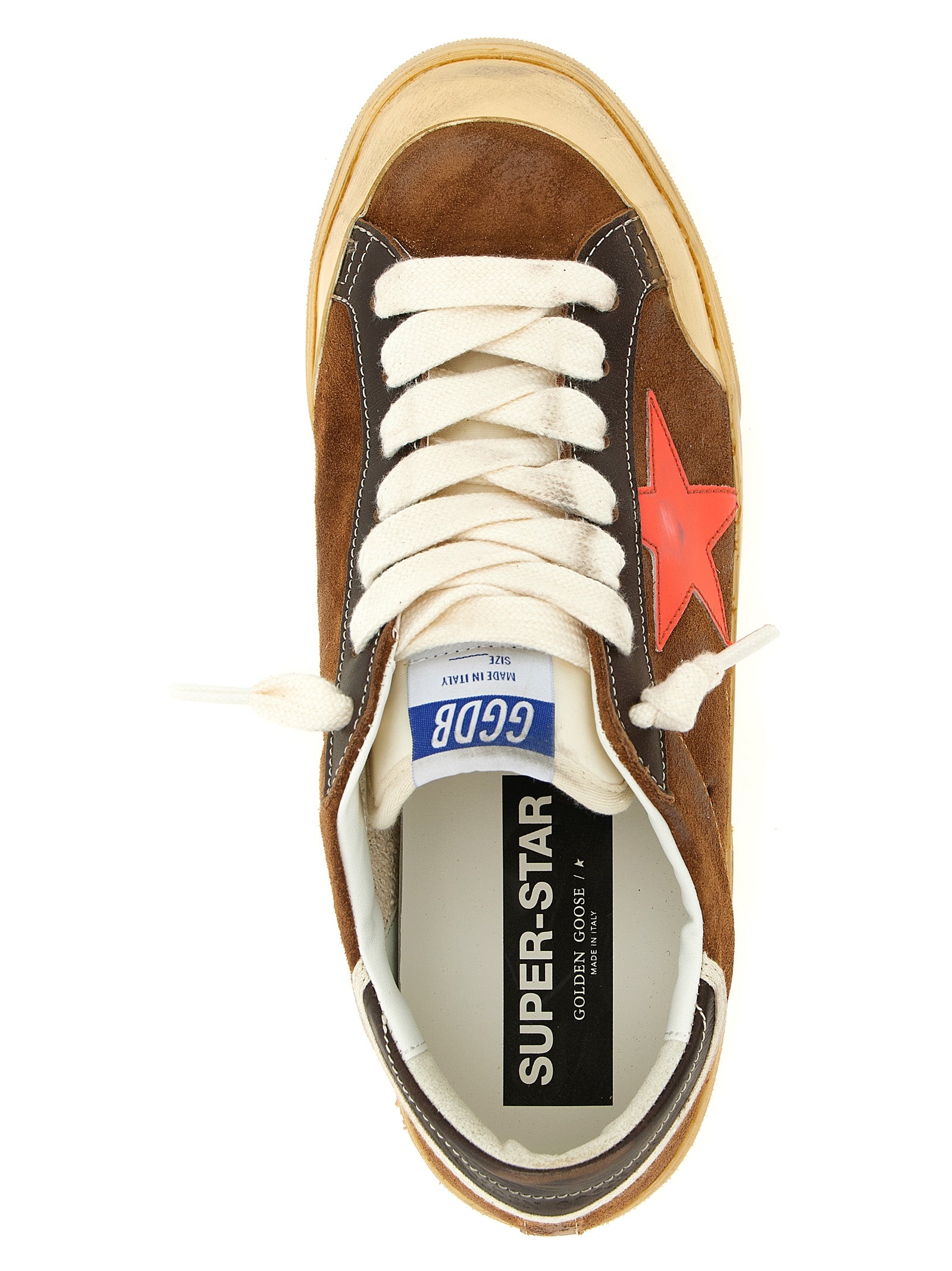 Golden Goose Brown Super Star Low Top Leather Sneakers