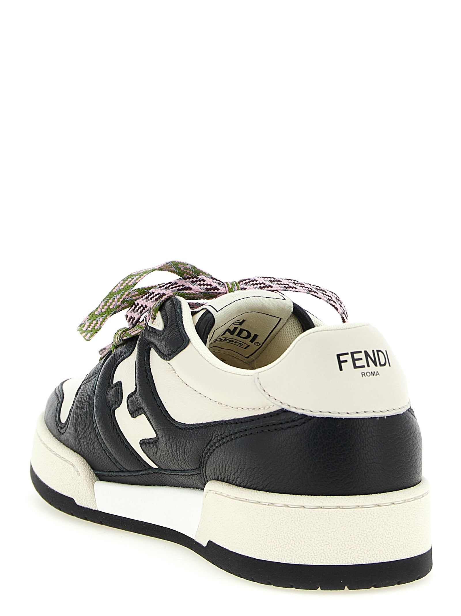 Fendi White Black Athletic Sneakers Calf Leather
