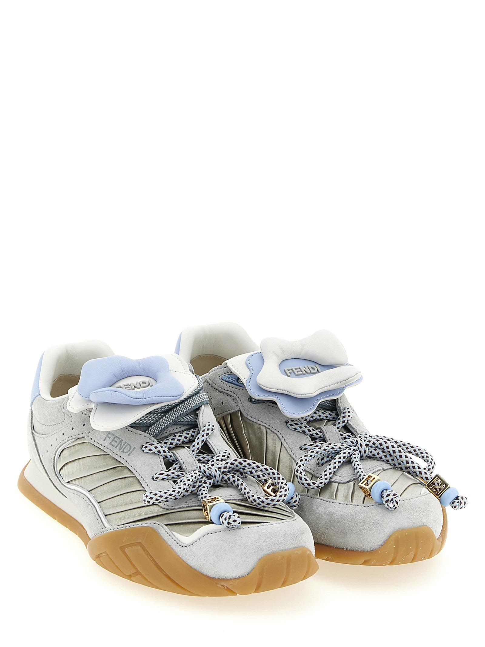 Fendi Gray Wave Pulse Athletic Sneakers Leather