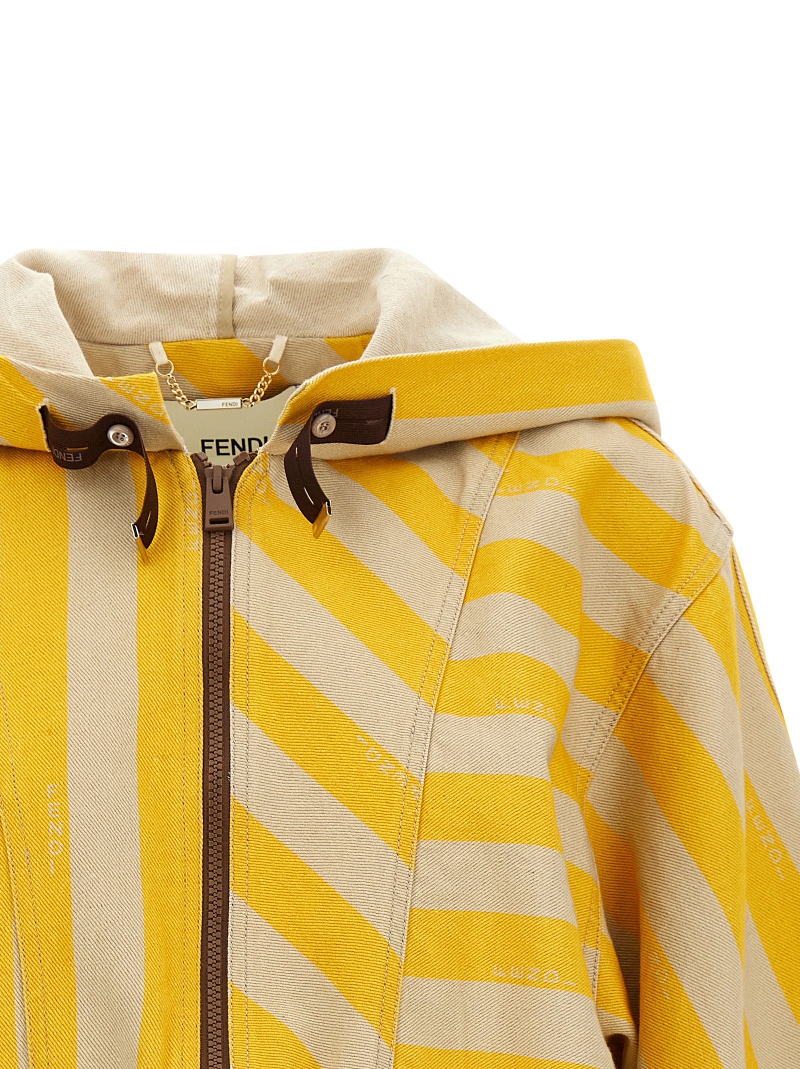 Fendi Yellow Bicolor Cotton Linen Jacket