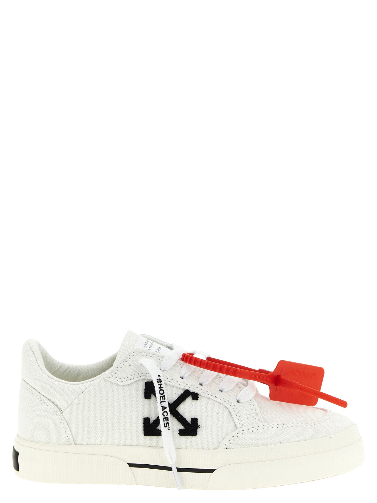 Off-White White Black Low Top Cotton Leather Sneakers