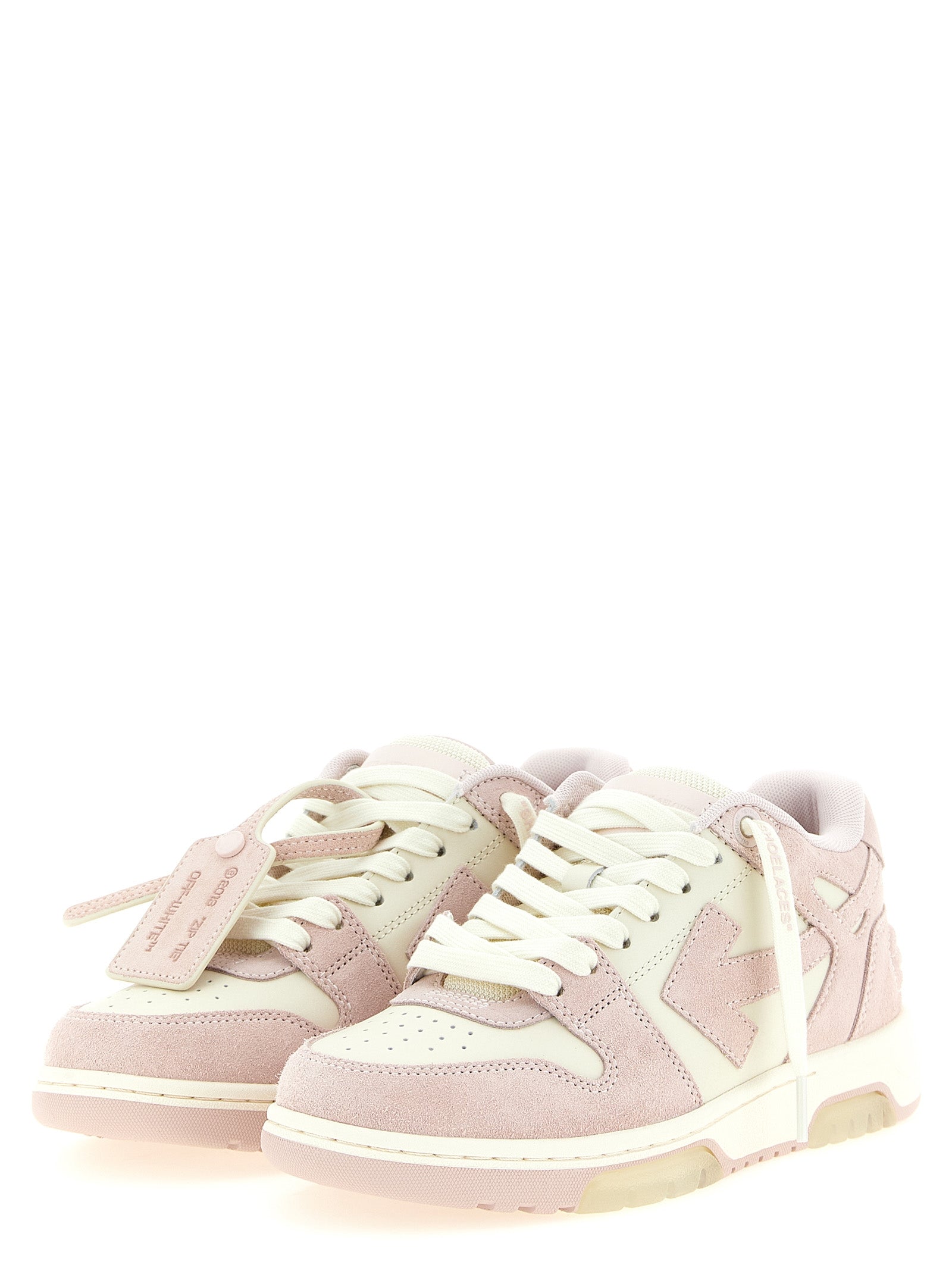 Off-White Pink Leather Low Top Sneakers