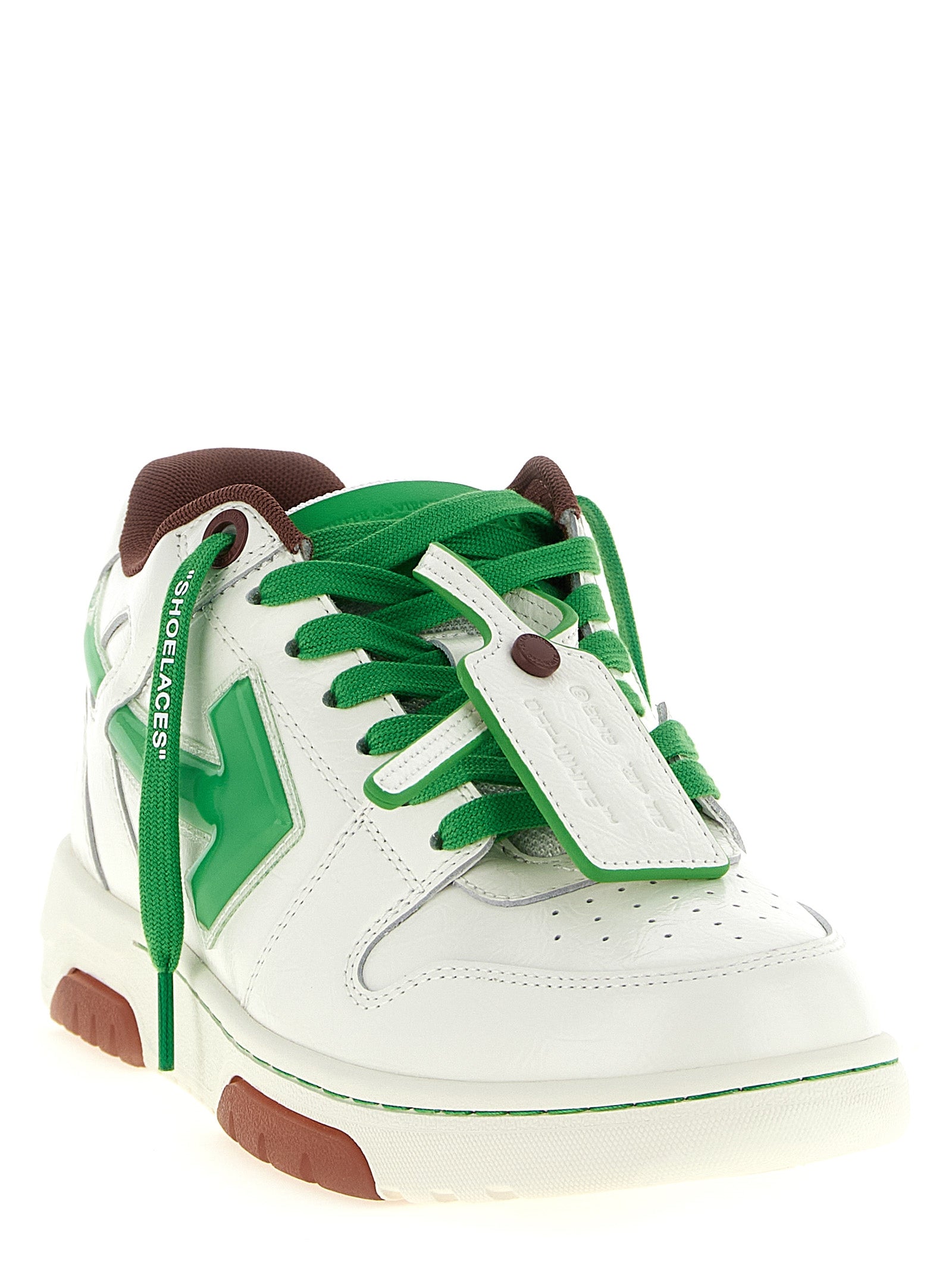 Off-White Green Leather Athletic Sneakers