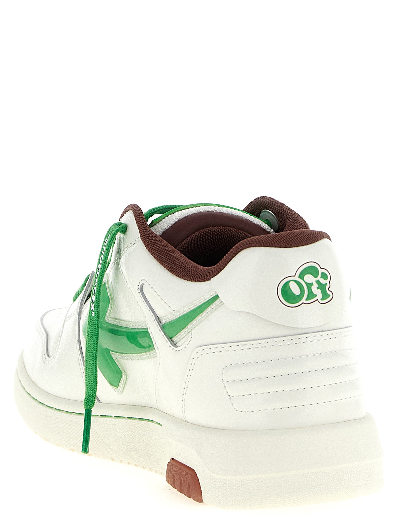 Off-White Green Leather Athletic Sneakers
