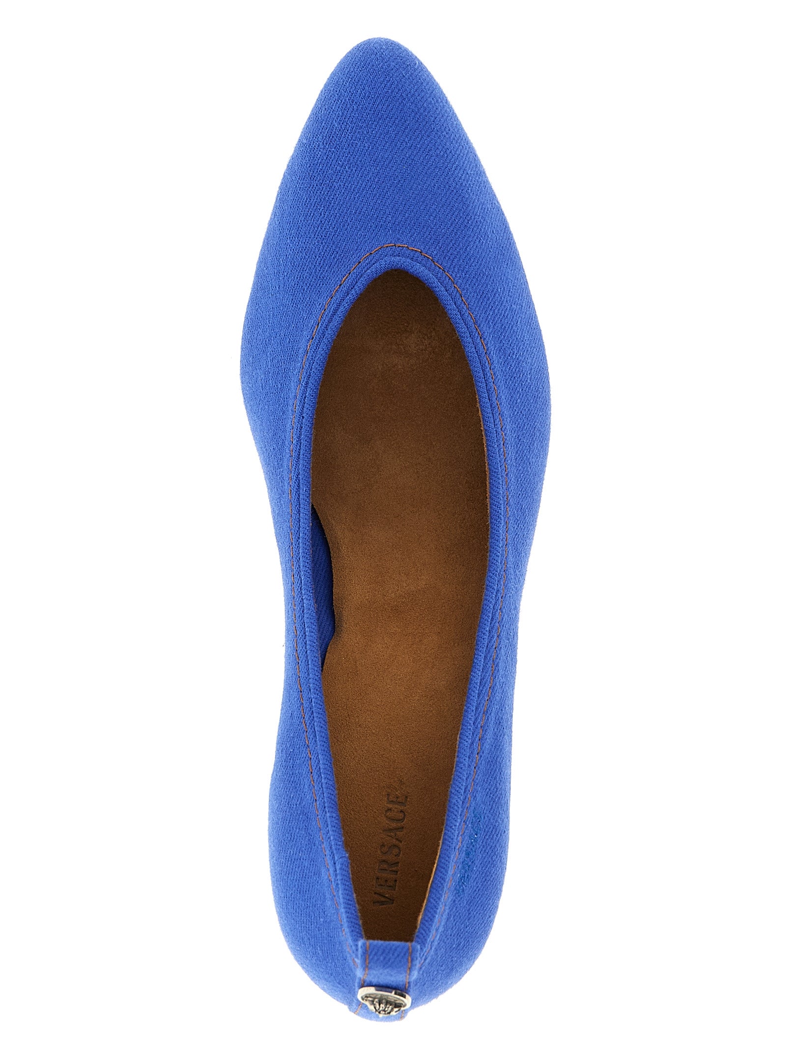 Versace Blue Tina Mid Heel Cotton Pumps