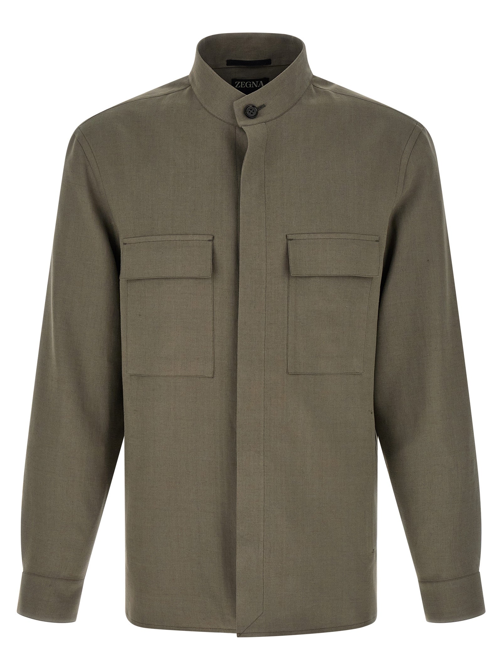 Zegna Gray Oasi Lino Linen Overshirt