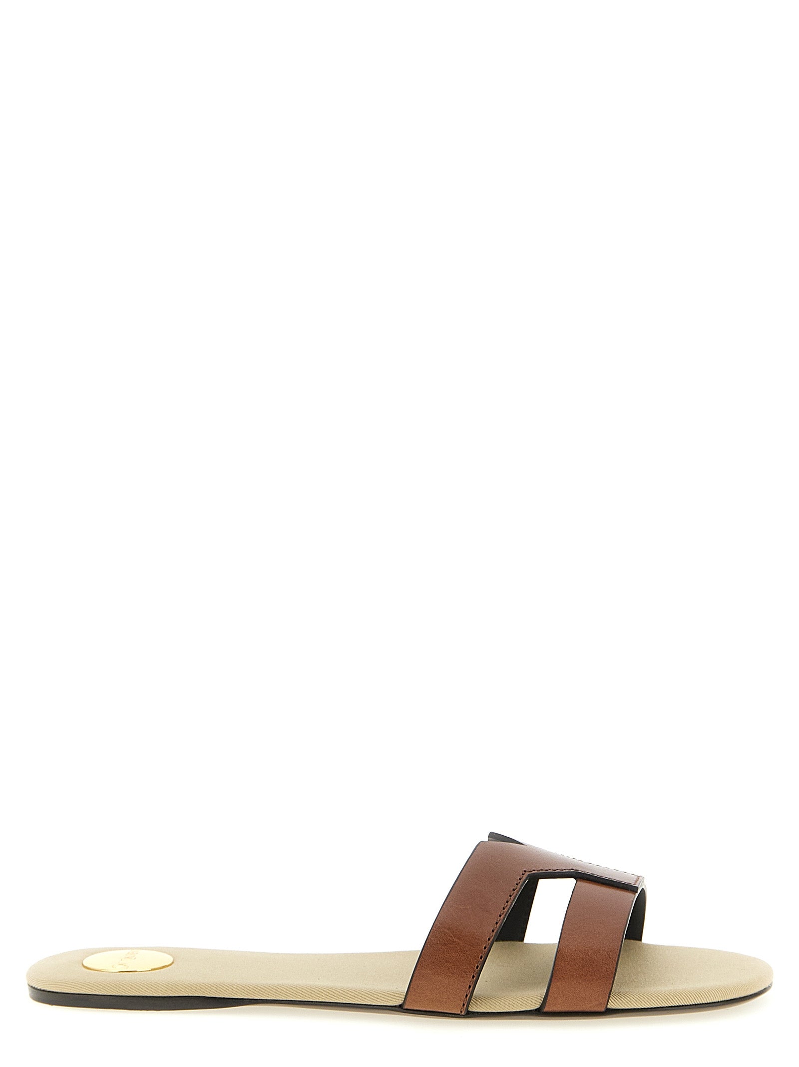 Saint Laurent Brown Mabrouka Leather Slides