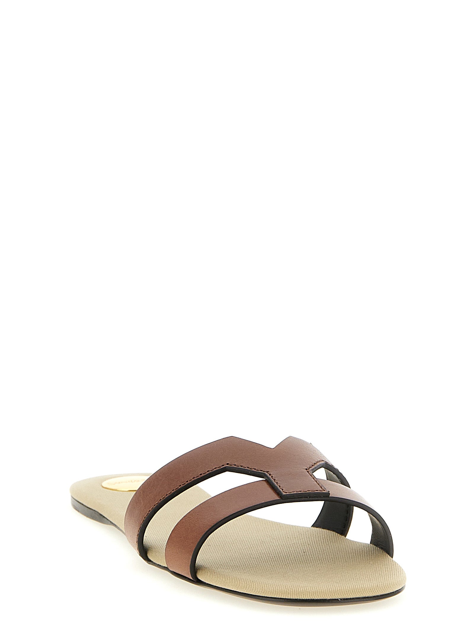 Saint Laurent Brown Mabrouka Leather Slides