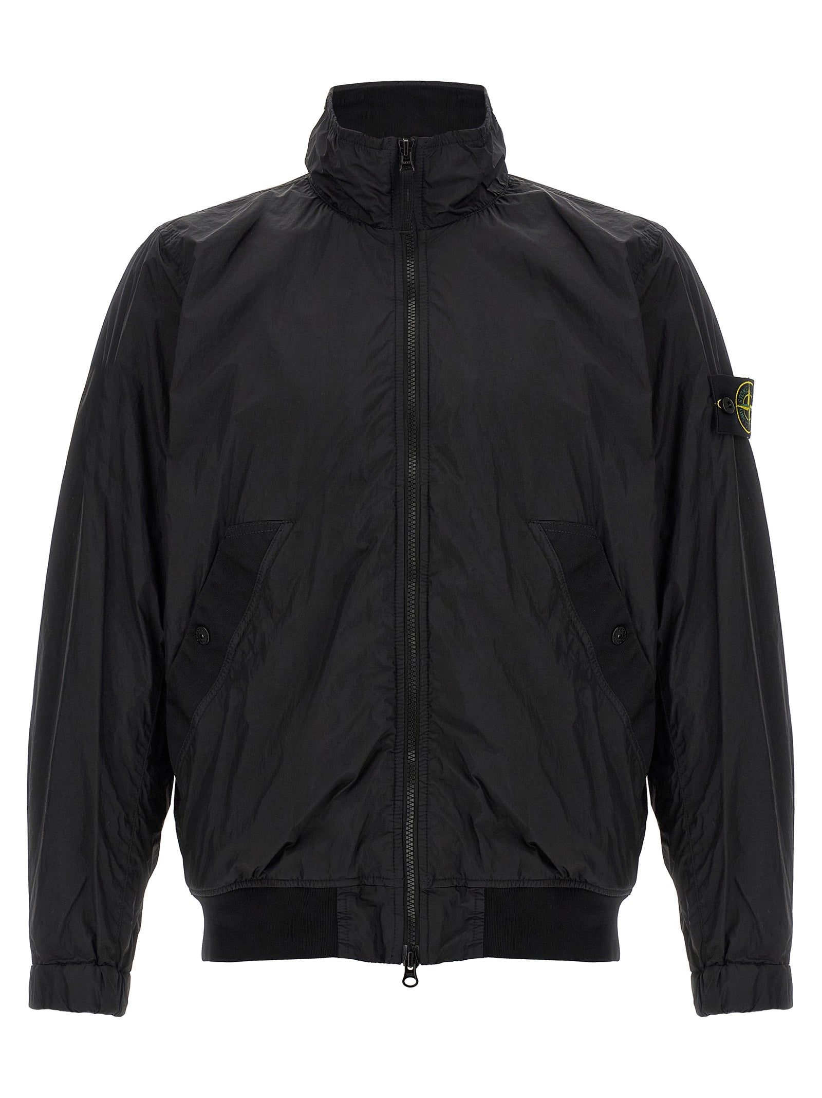 Stone Island Black Nylon Full-Length Jacket