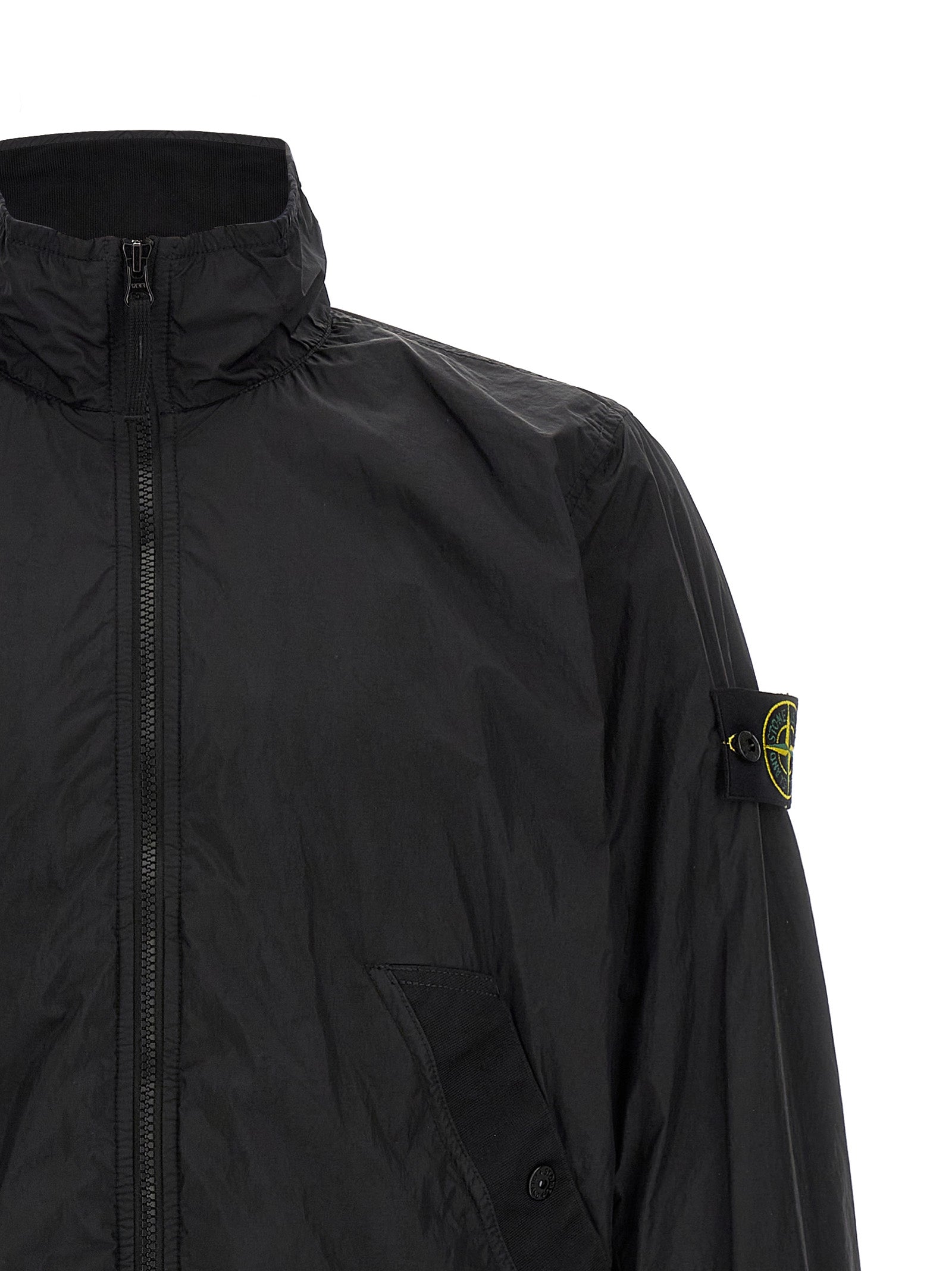 Stone Island Black Nylon Full-Length Jacket