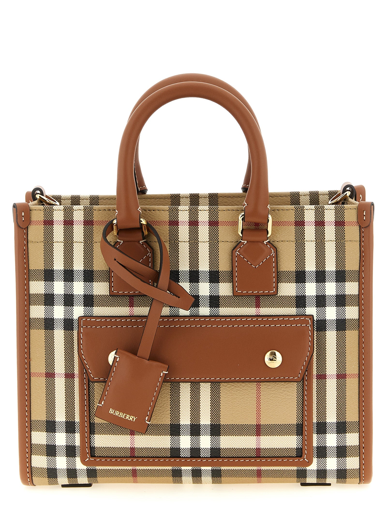 Burberry Beige Freya Mini Synthetic Tote Bag