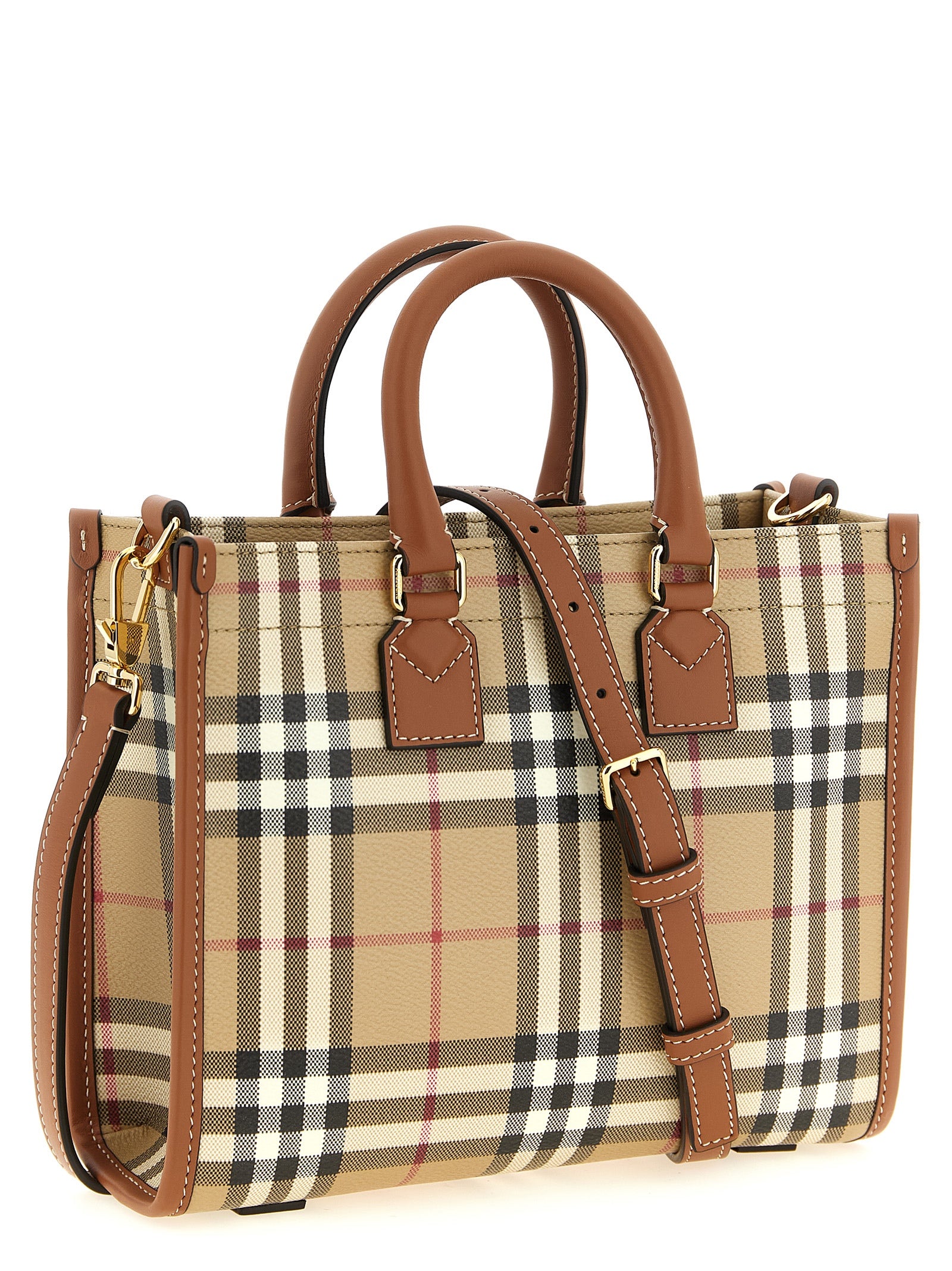 Burberry Beige Freya Mini Synthetic Tote Bag