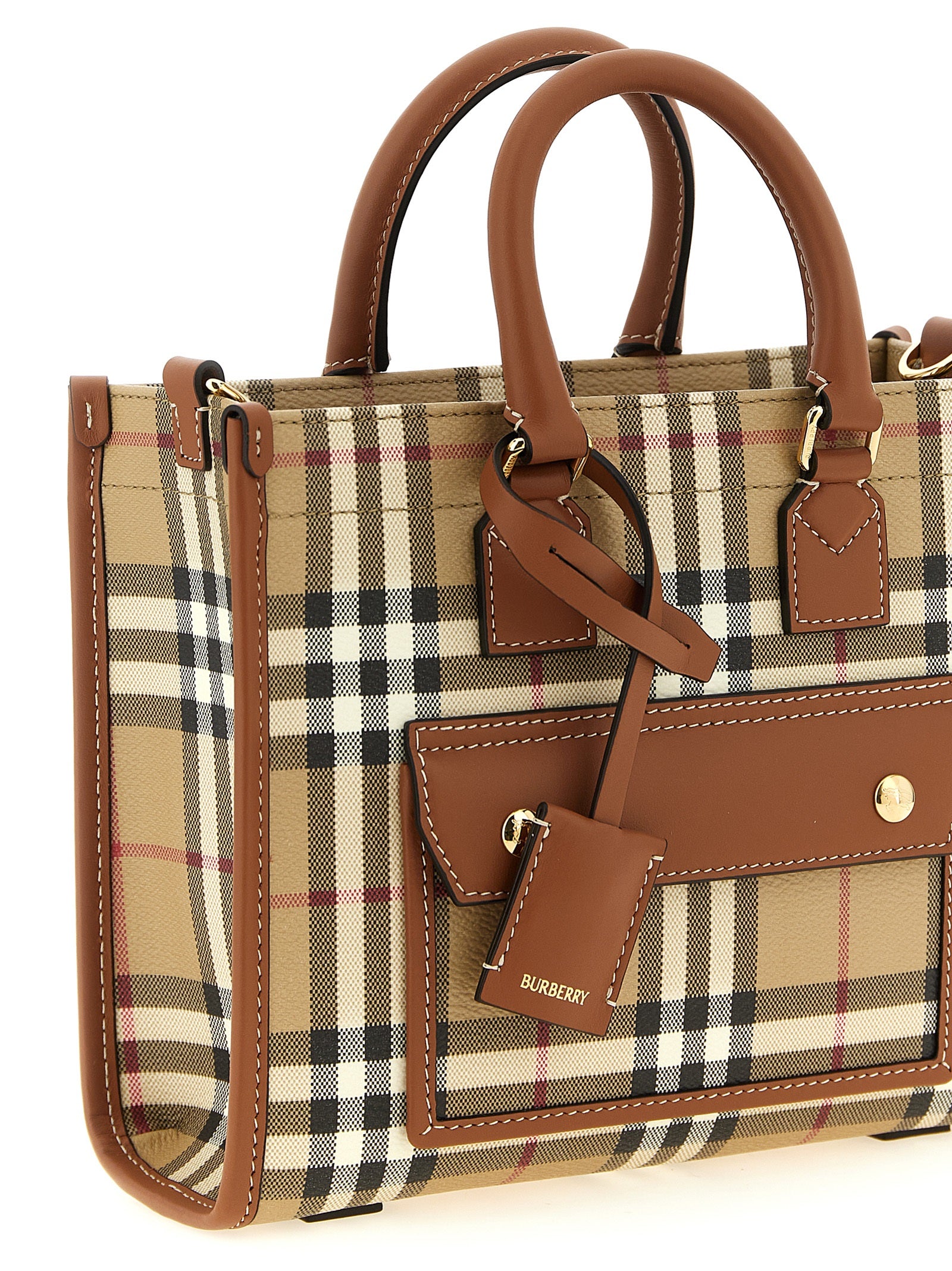 Burberry Beige Freya Mini Synthetic Tote Bag