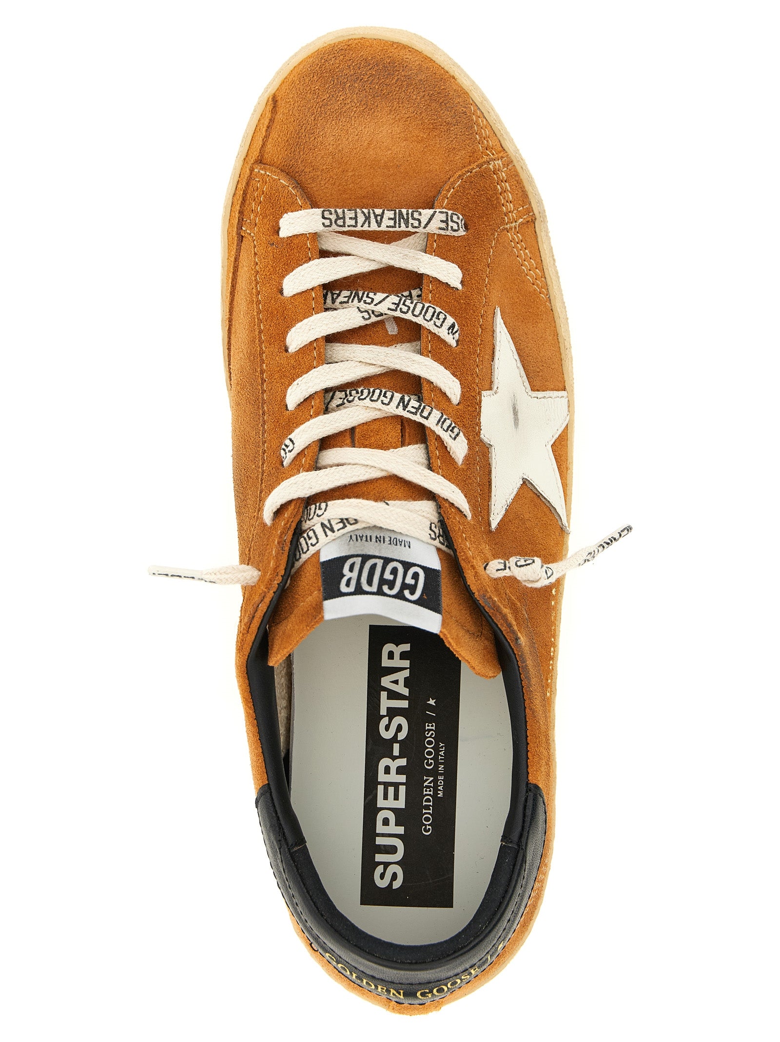 Golden Goose Orange Super-Star Low Top Leather Sneakers