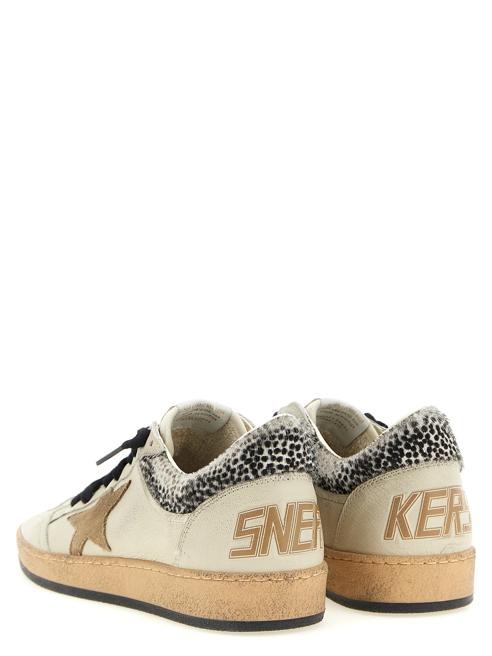 Golden Goose Beige Ball Star Low Top Leather Sneakers