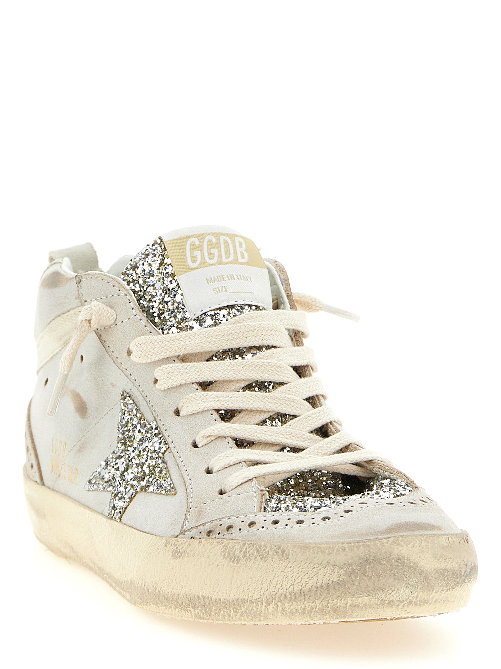 Golden Goose Beige Mid Star Leather High Top Sneakers