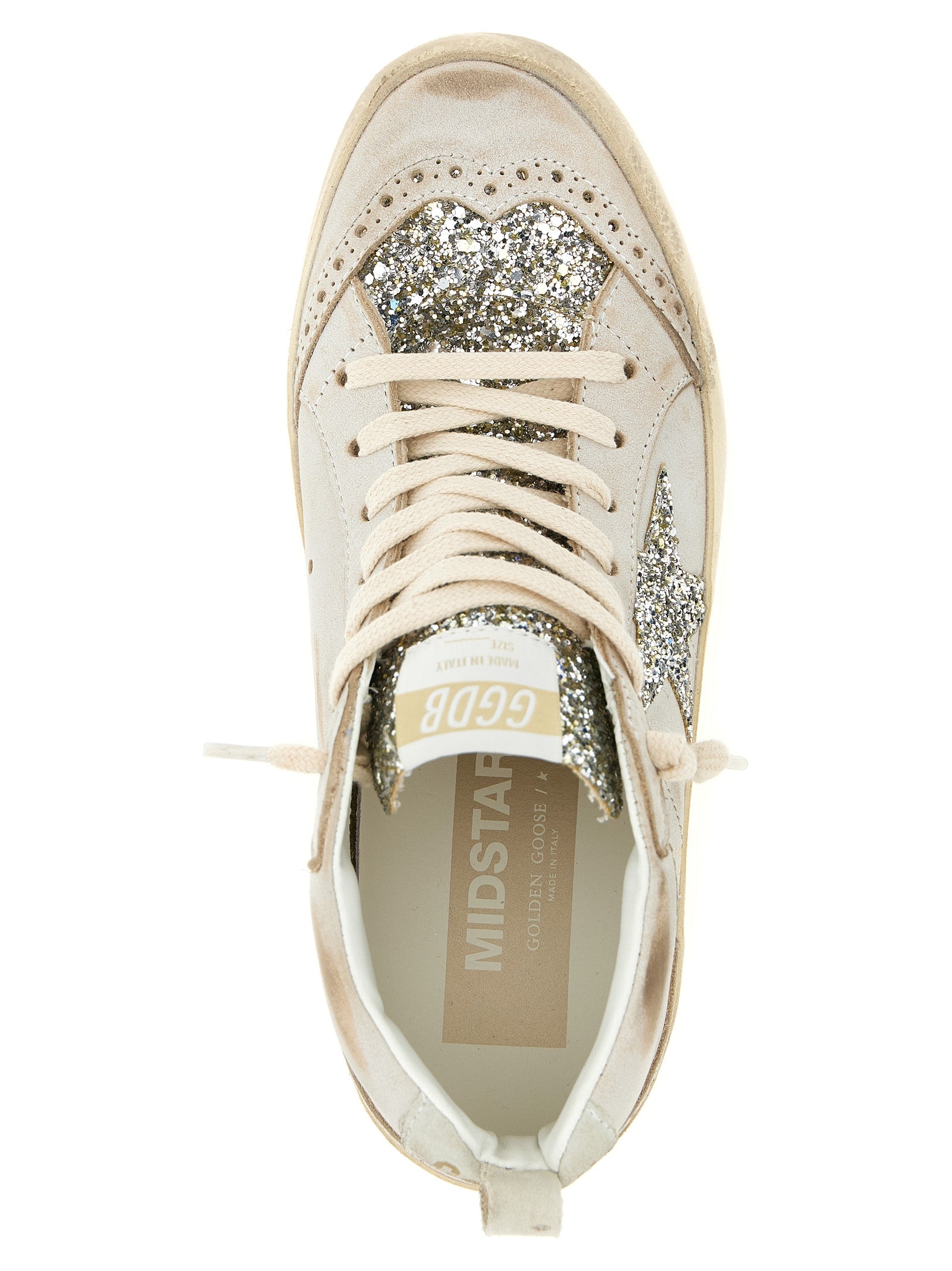 Golden Goose Beige Mid Star Leather High Top Sneakers