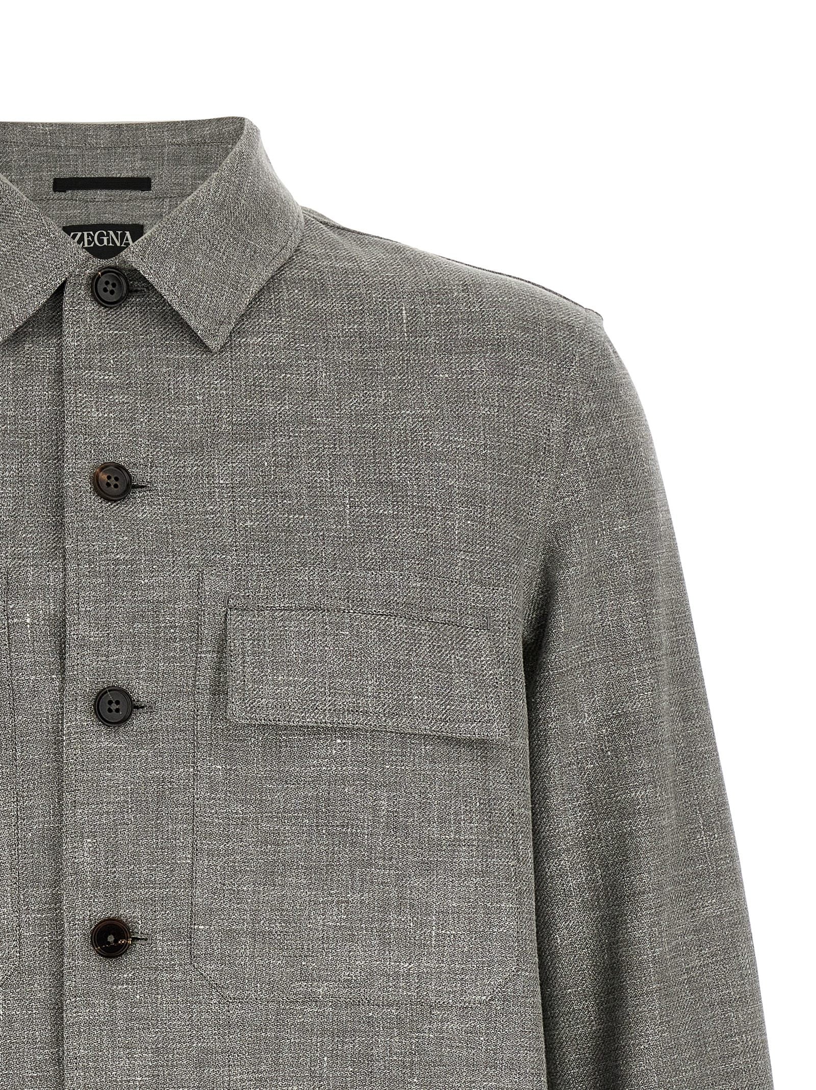 Zegna Beige Linen Wool Silk Overshirt