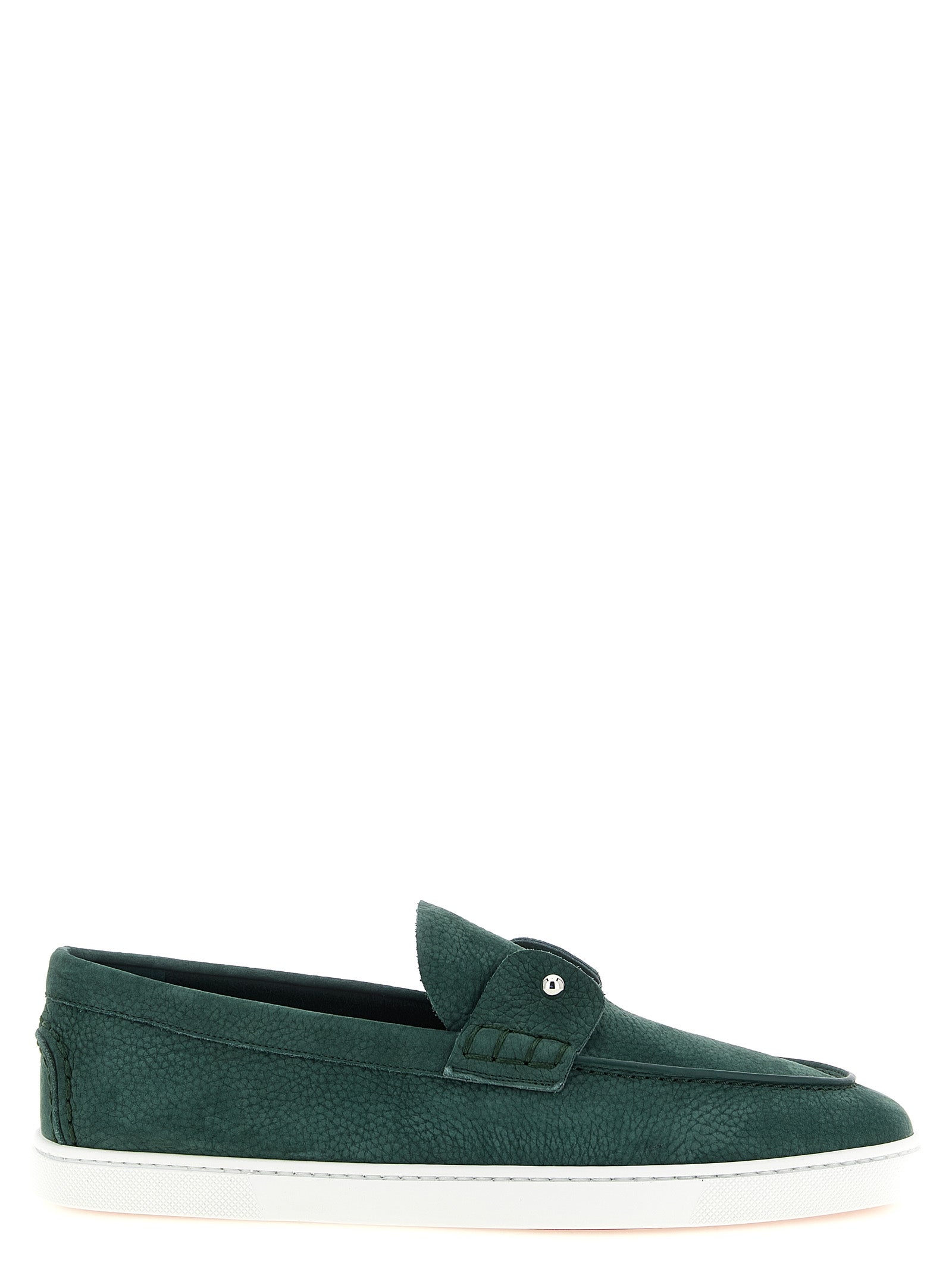 Christian Louboutin Green Chambeliboat Slip-On Loafers Leather