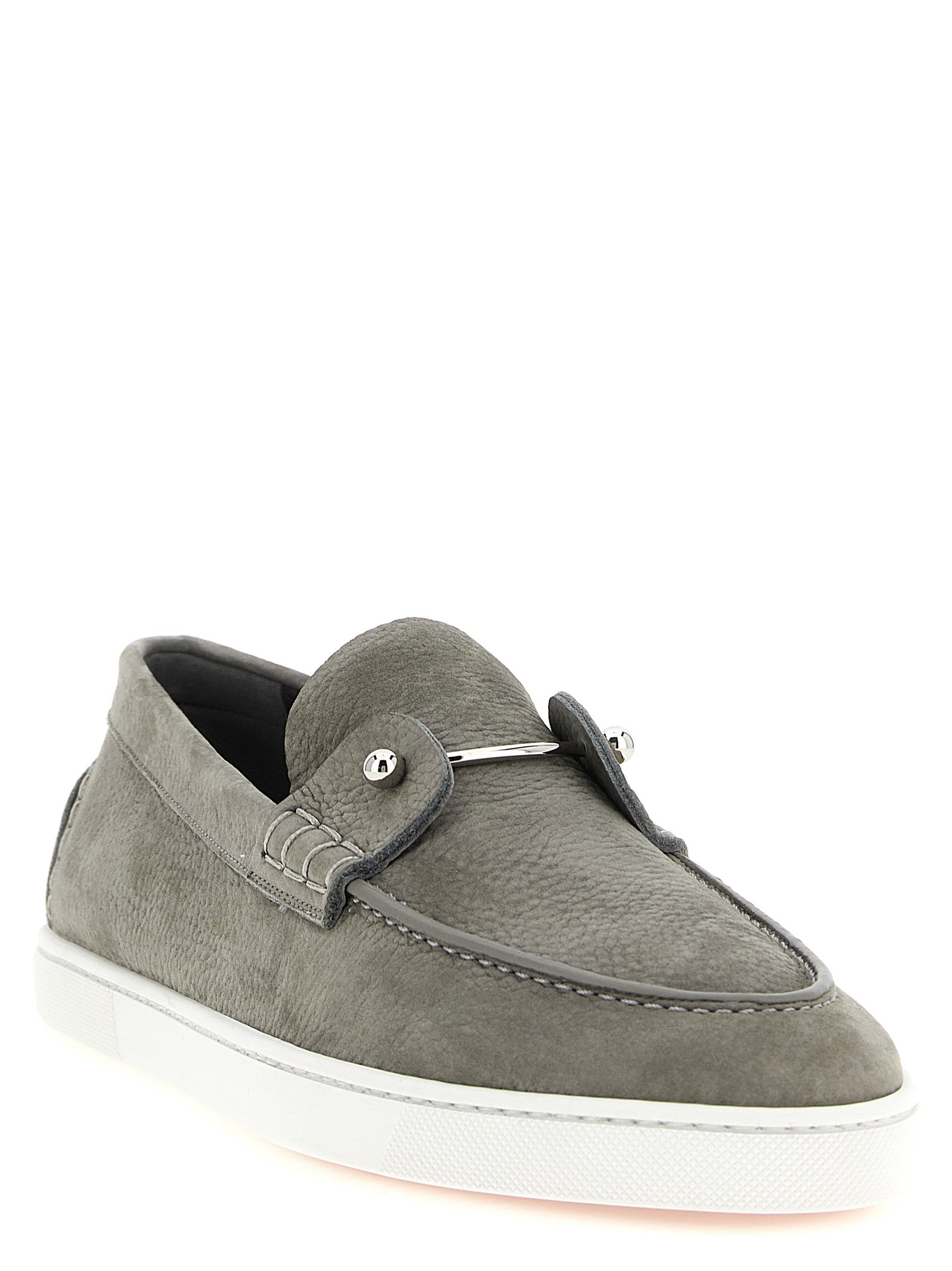 Christian Louboutin Gray Chambeliboat Slip-On Loafers Leather