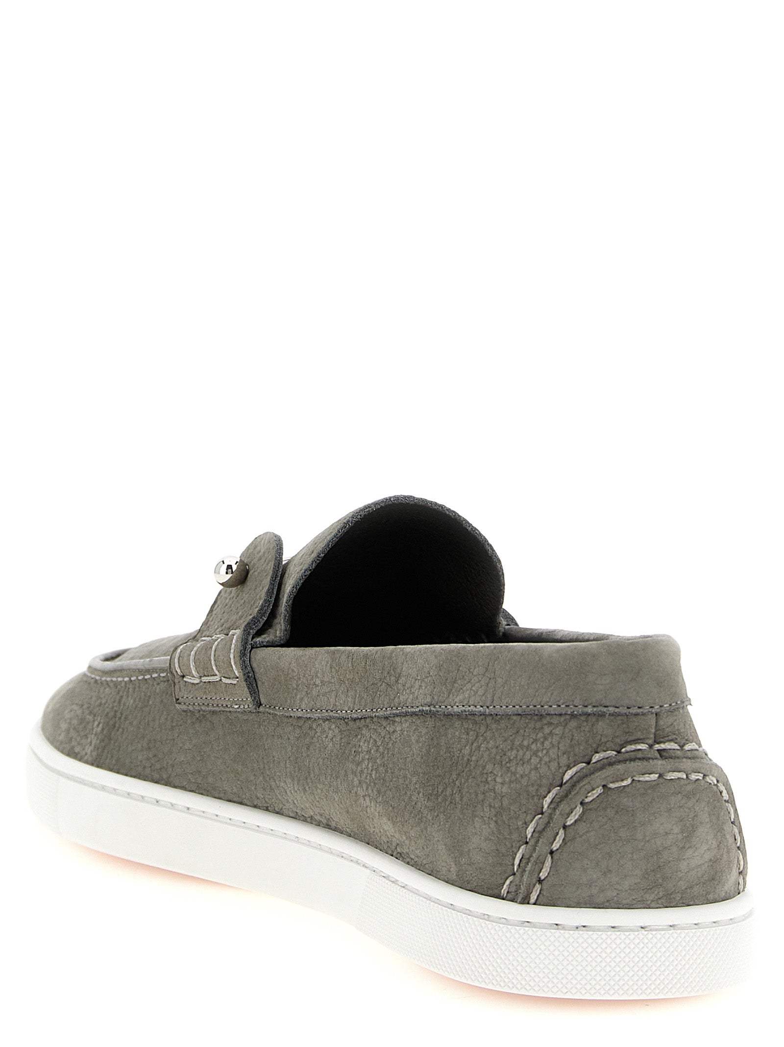 Christian Louboutin Gray Chambeliboat Slip-On Loafers Leather