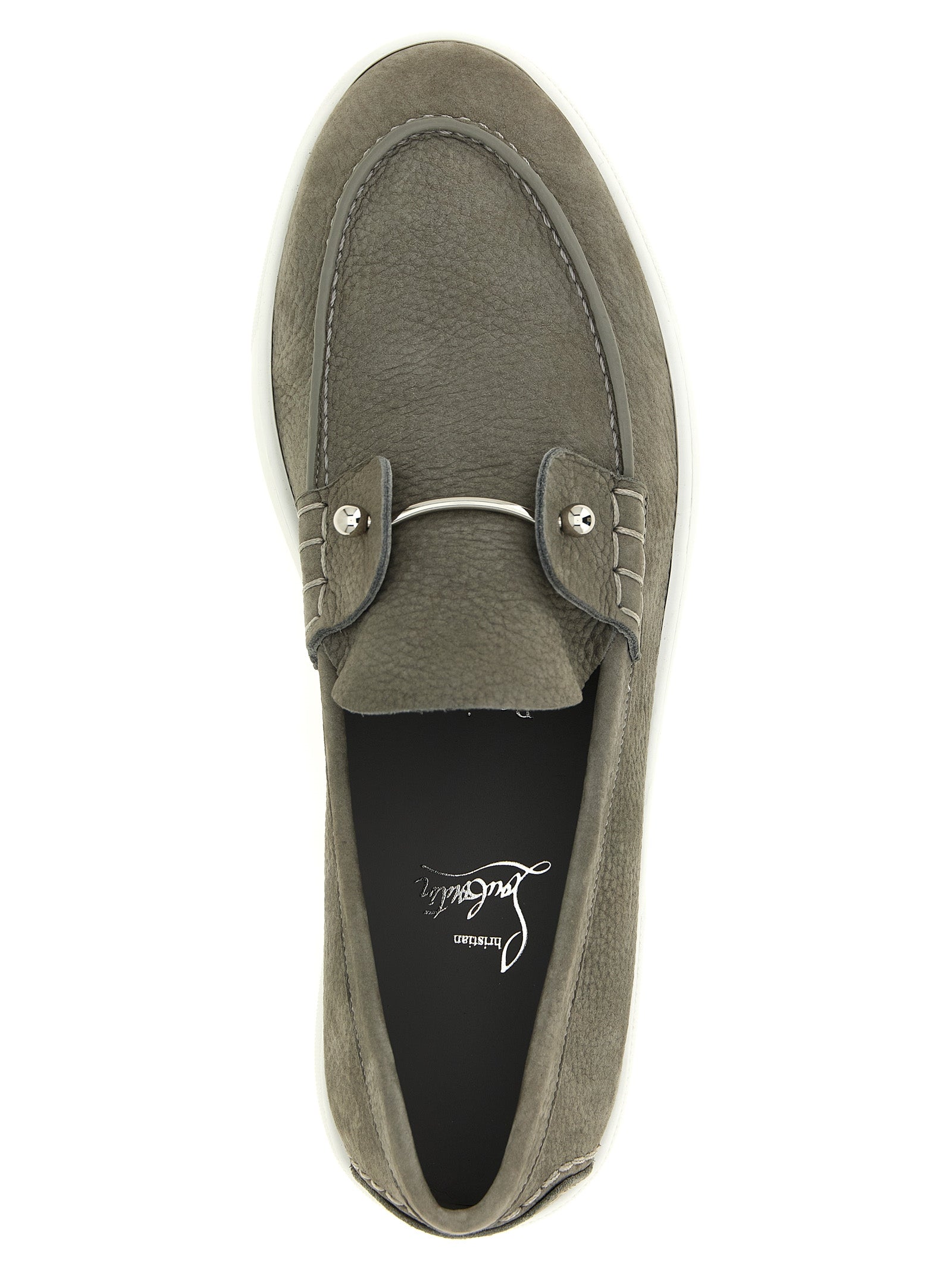Christian Louboutin Gray Chambeliboat Slip-On Loafers Leather