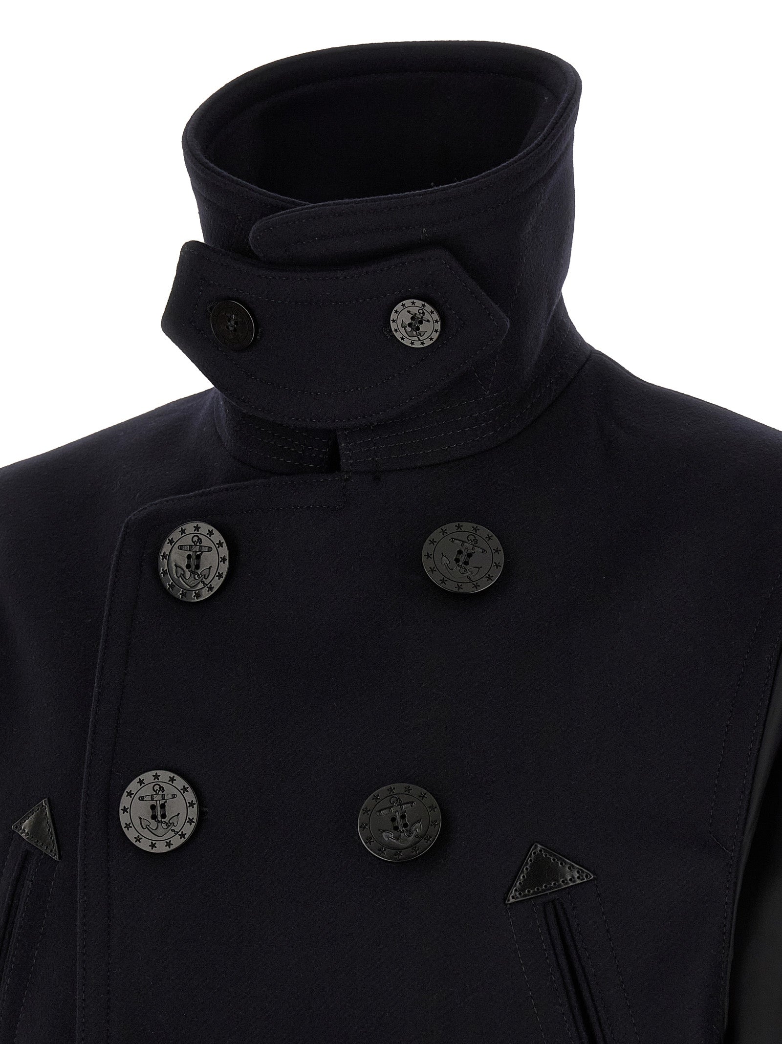 DSQUARED2 Blue Hybrid Peacoat Wool Nylon Coat