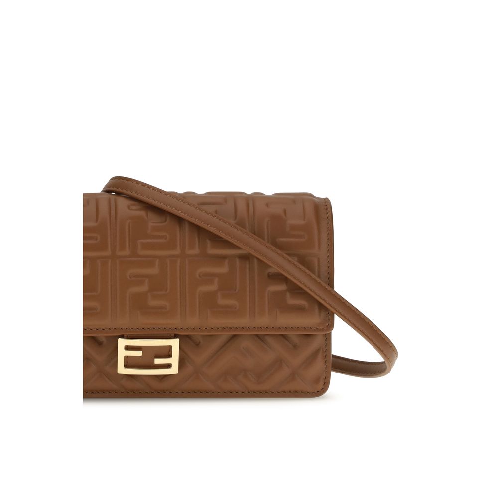 Brown Leather Wallet with Gold Chain by Fendi