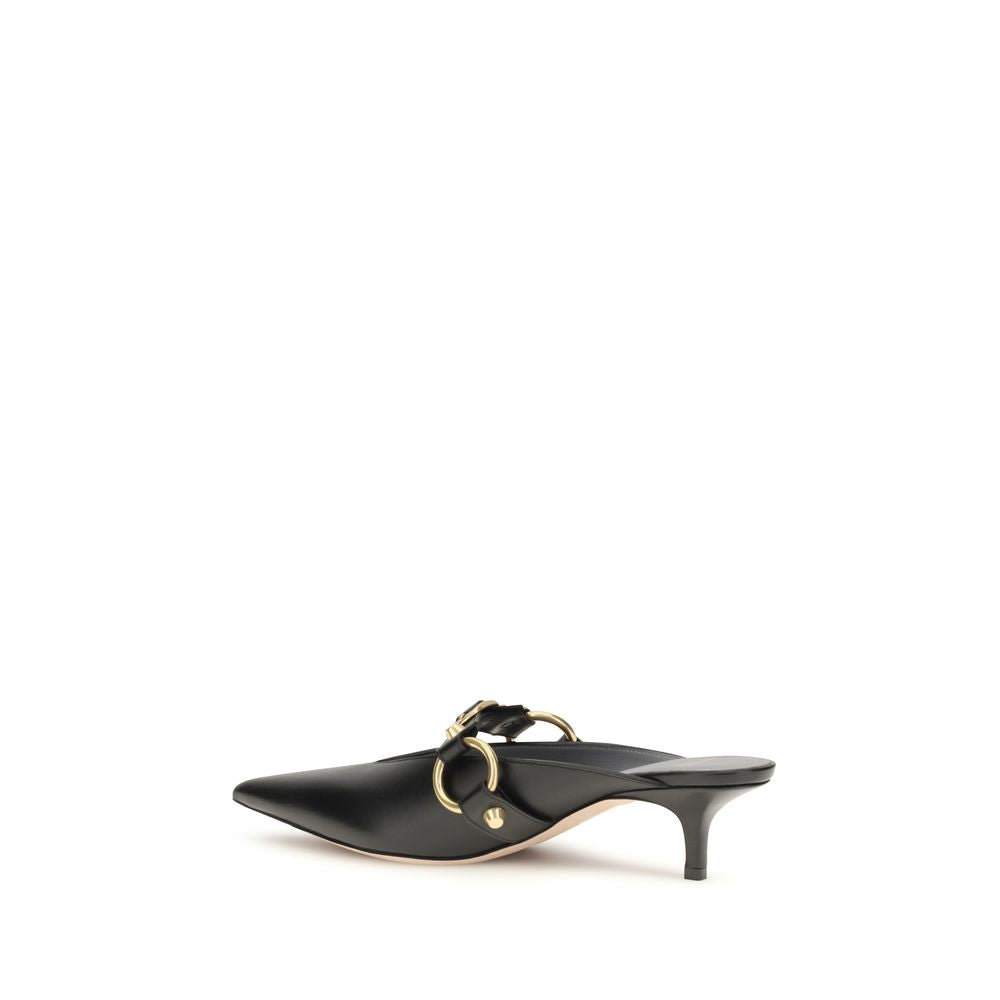 Black Leather Mules with Gold Studs by Balenciaga