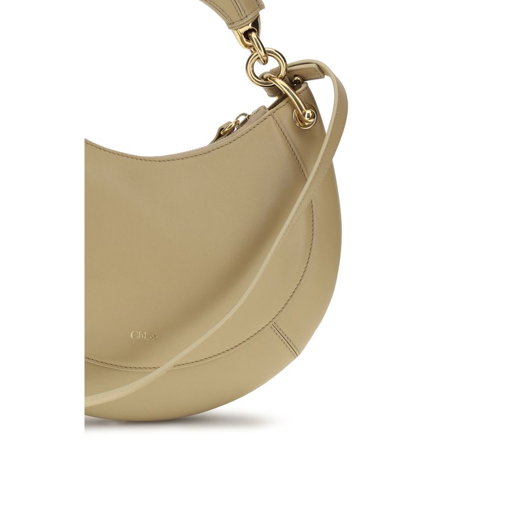 Beige Leather Marcie Shoulder Bag with Adjustable Strap