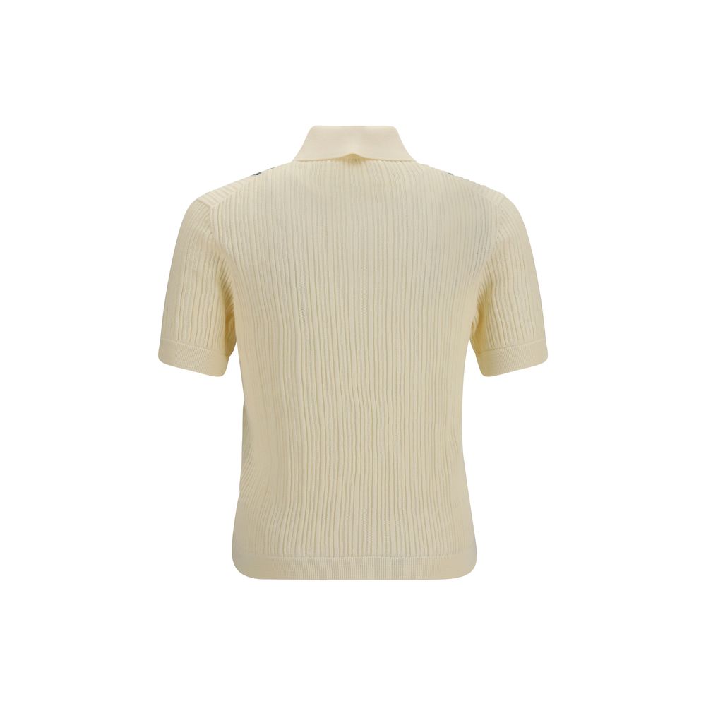 Versace Beige Jacquard Cotton Polo Shirt