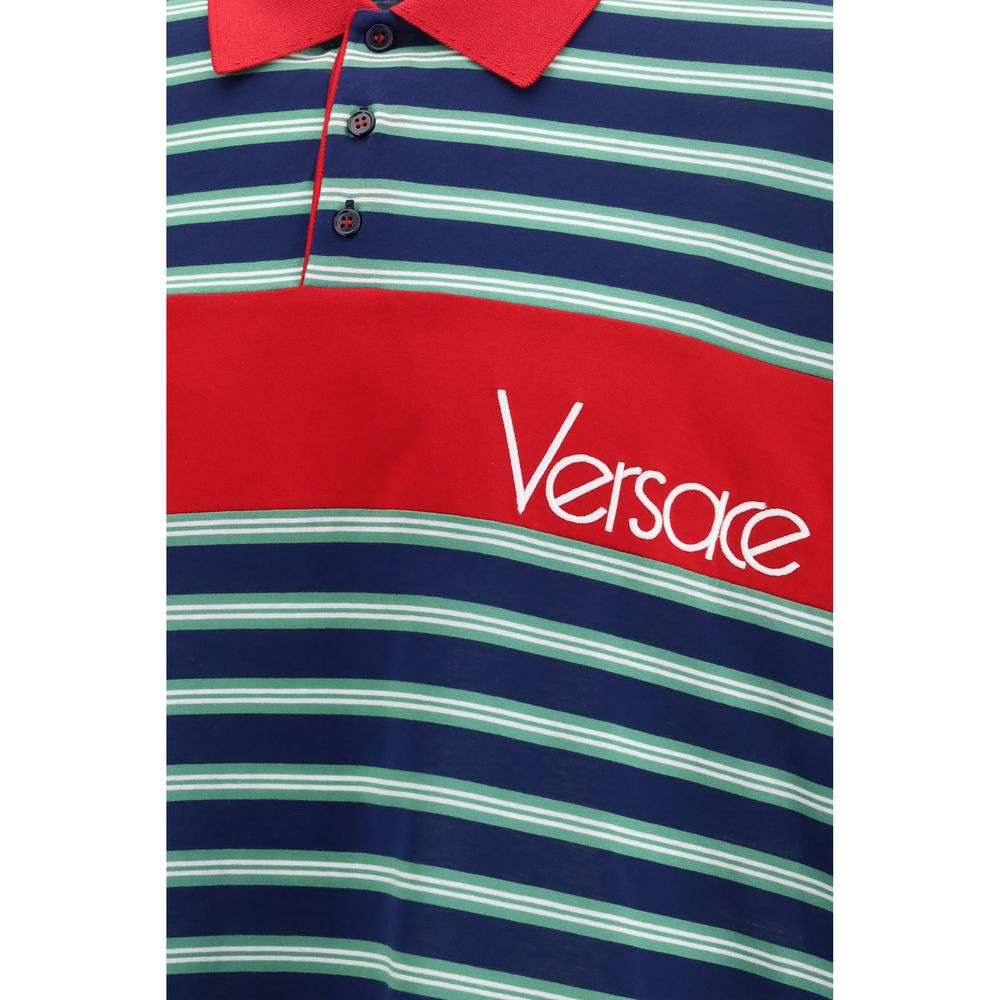 Multicolor Cotton Polo Shirt with Logo Embroidery