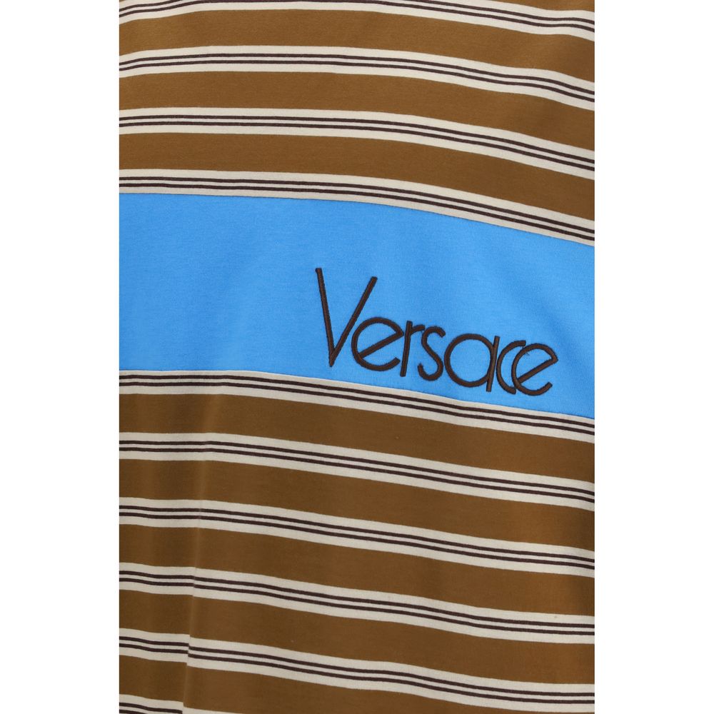 Versace Brown Striped Cotton T-Shirt