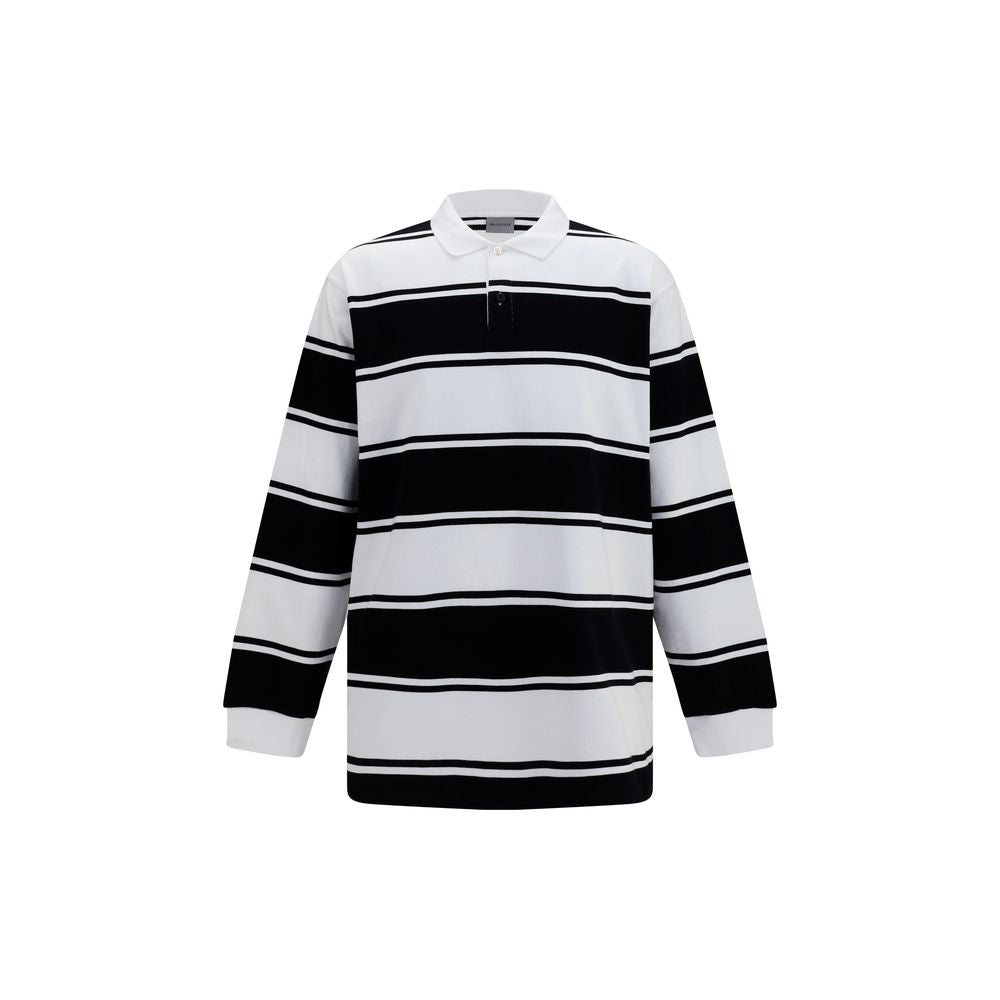 Balenciaga White Striped Cotton Polo Shirt