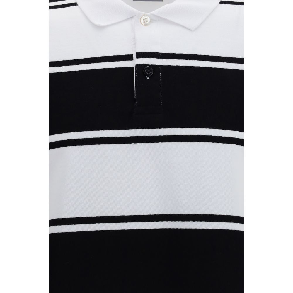 Balenciaga White Striped Cotton Polo Shirt