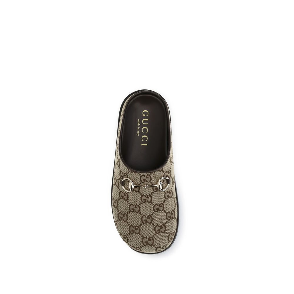 Camel Leather Mules with Gold Horsebit Detail