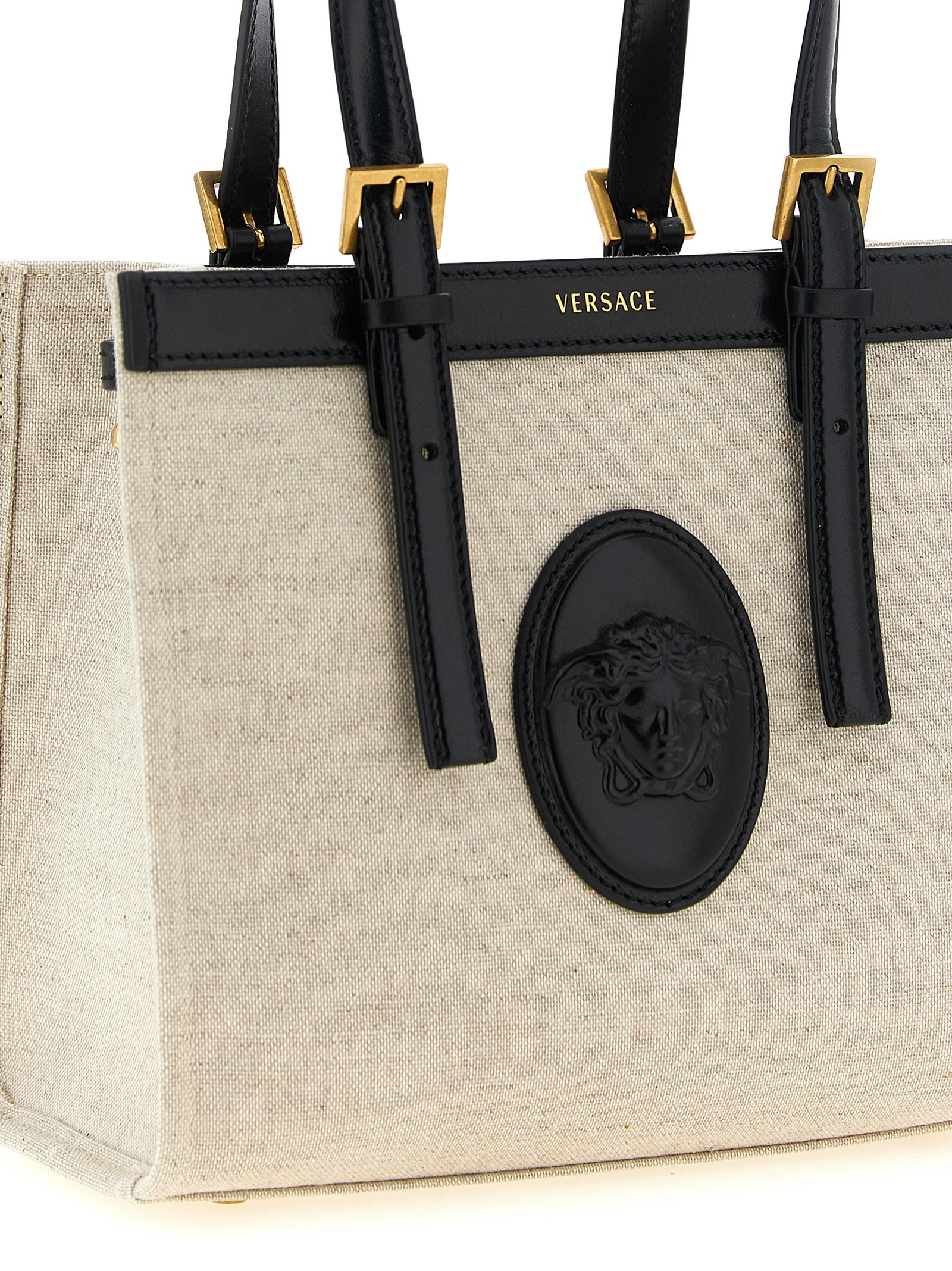 Versace Tragetasche aus beigem Leinen