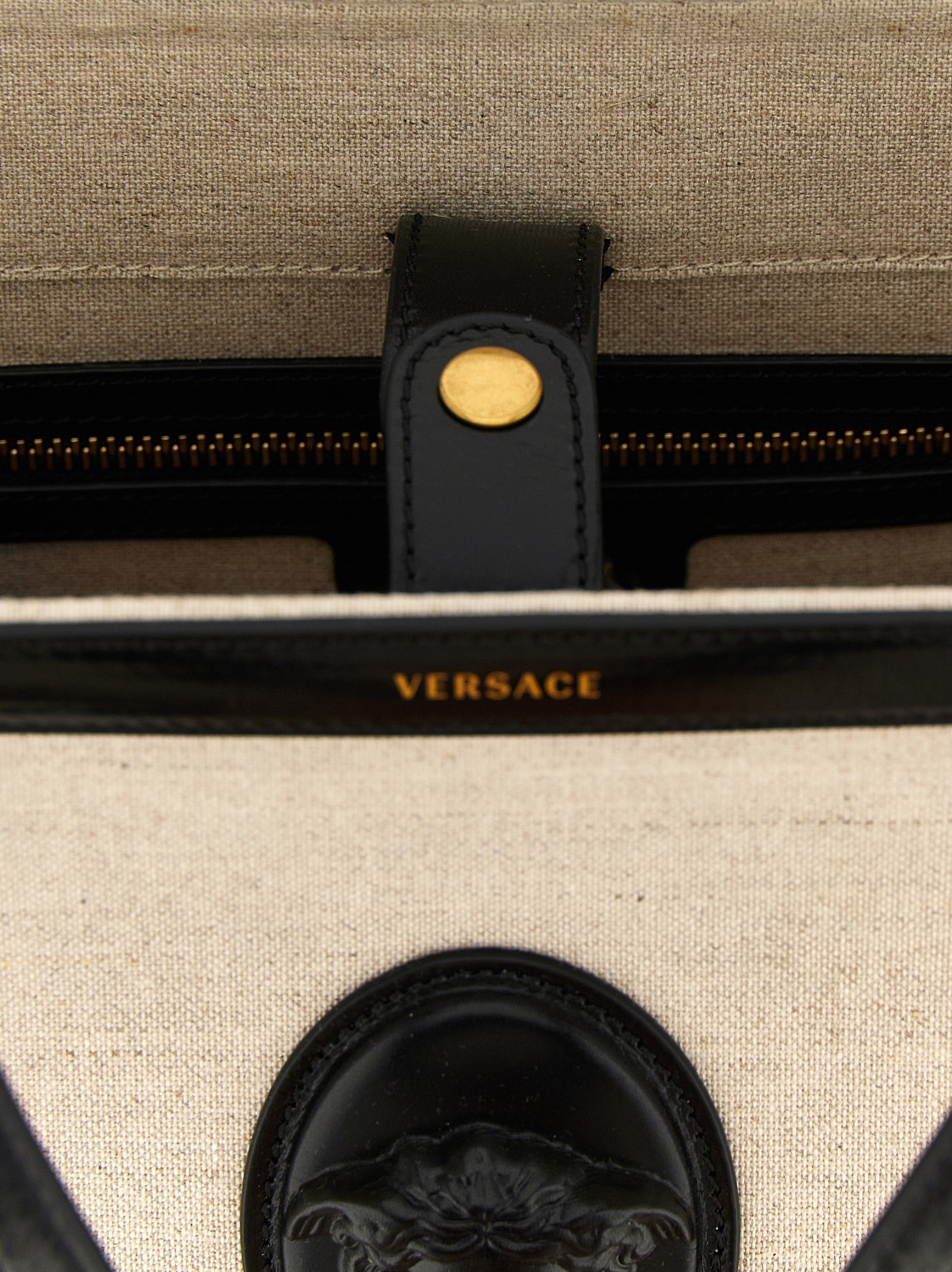 Sac cabas en cuir beige Versace