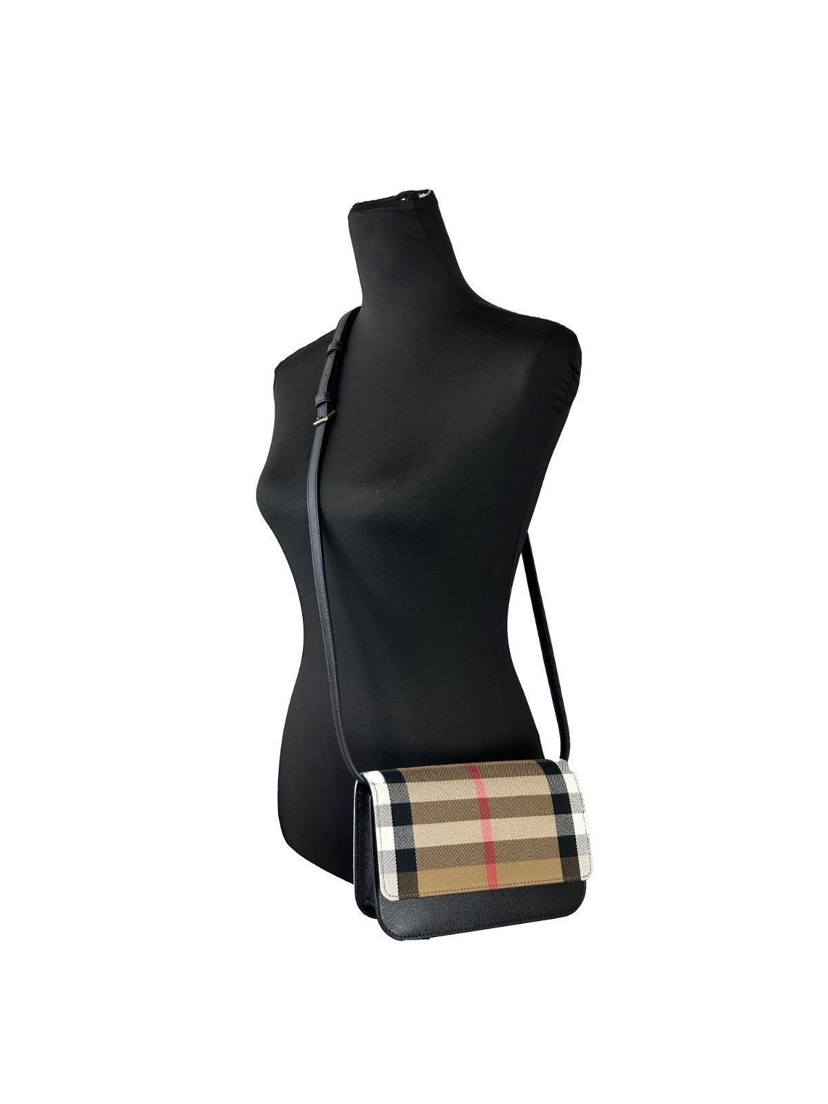 Burberry Leather Madison Crossbody Bag with Check Pattern