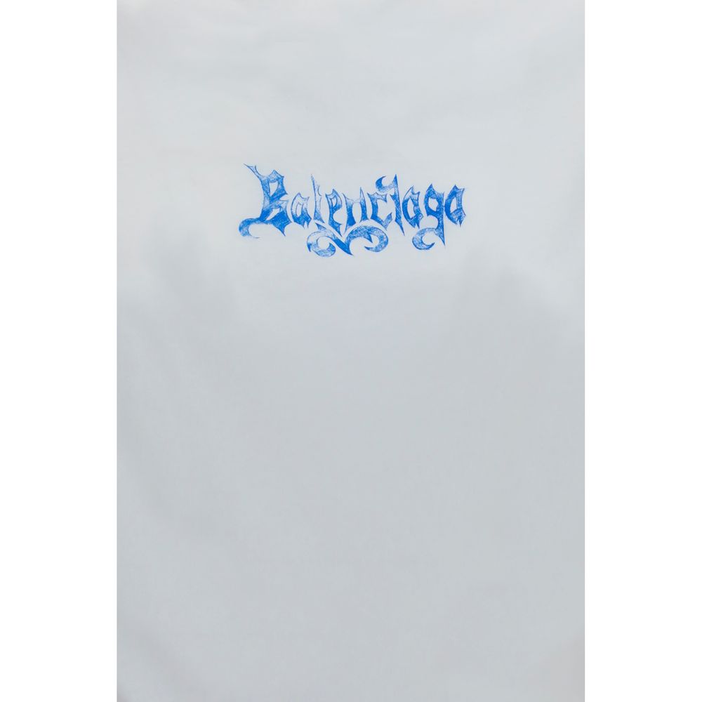 White Cotton T-Shirt with Distressed Sketchy Print