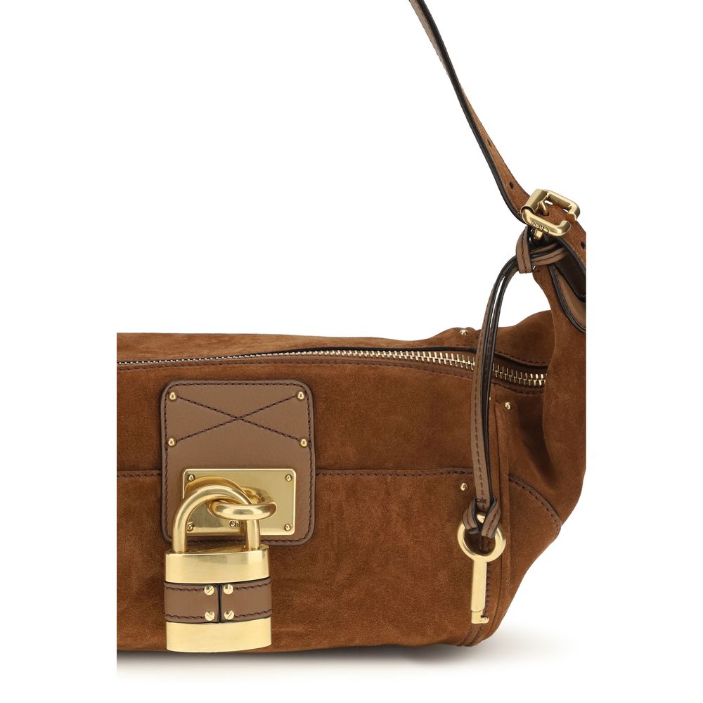 Brown Leather Paddington Shoulder Bag with Padlock Detail