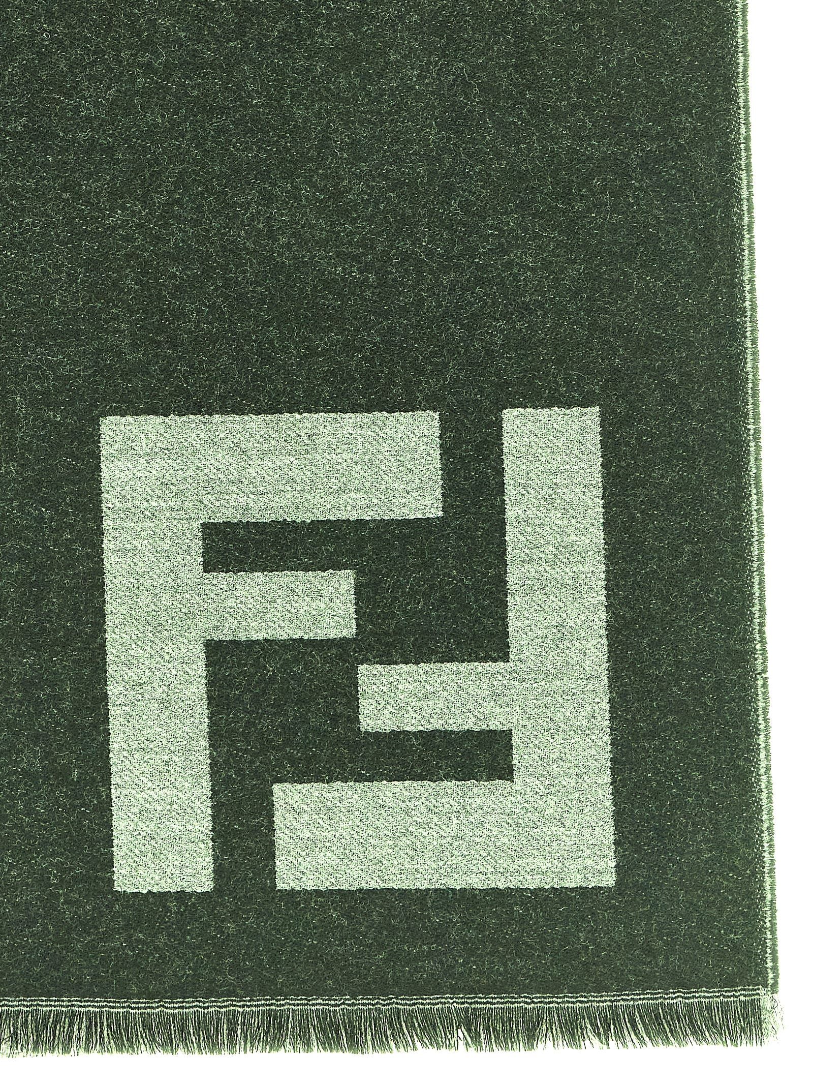 Fendi Black Fine Wool Jacquard Scarf