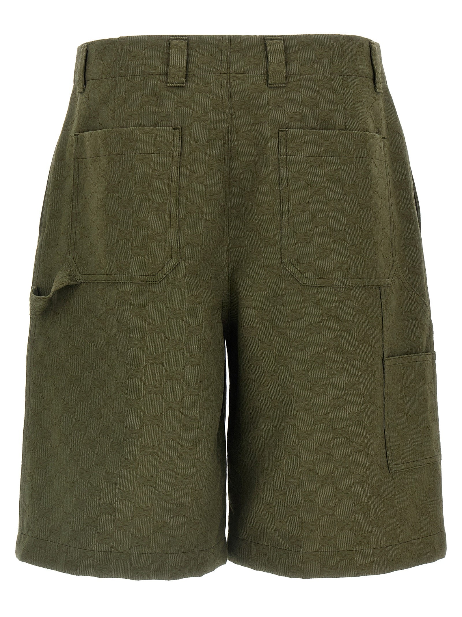 Gucci Green GG Fabric Cotton Bermuda Shorts