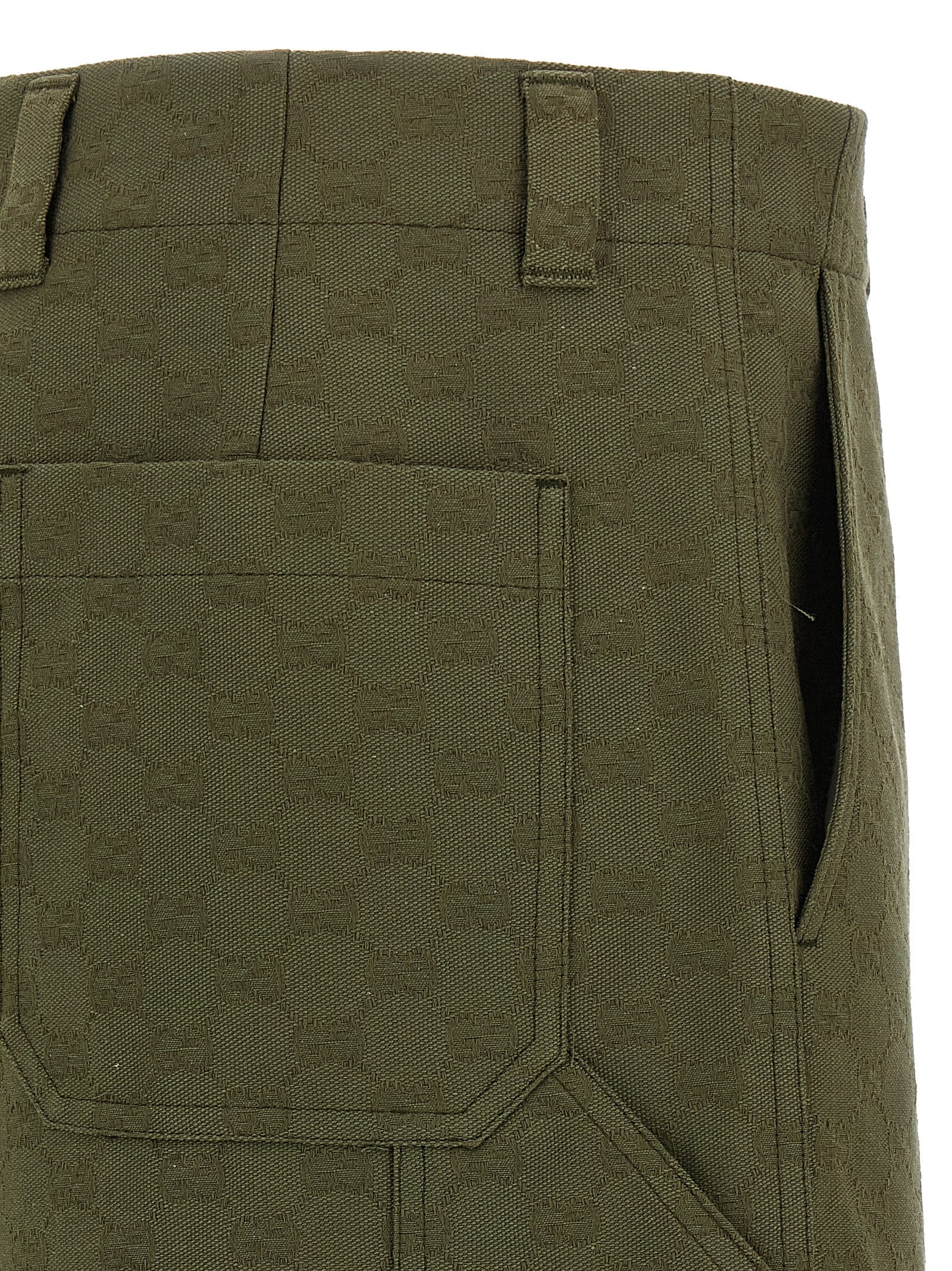 Gucci Green GG Fabric Cotton Bermuda Shorts