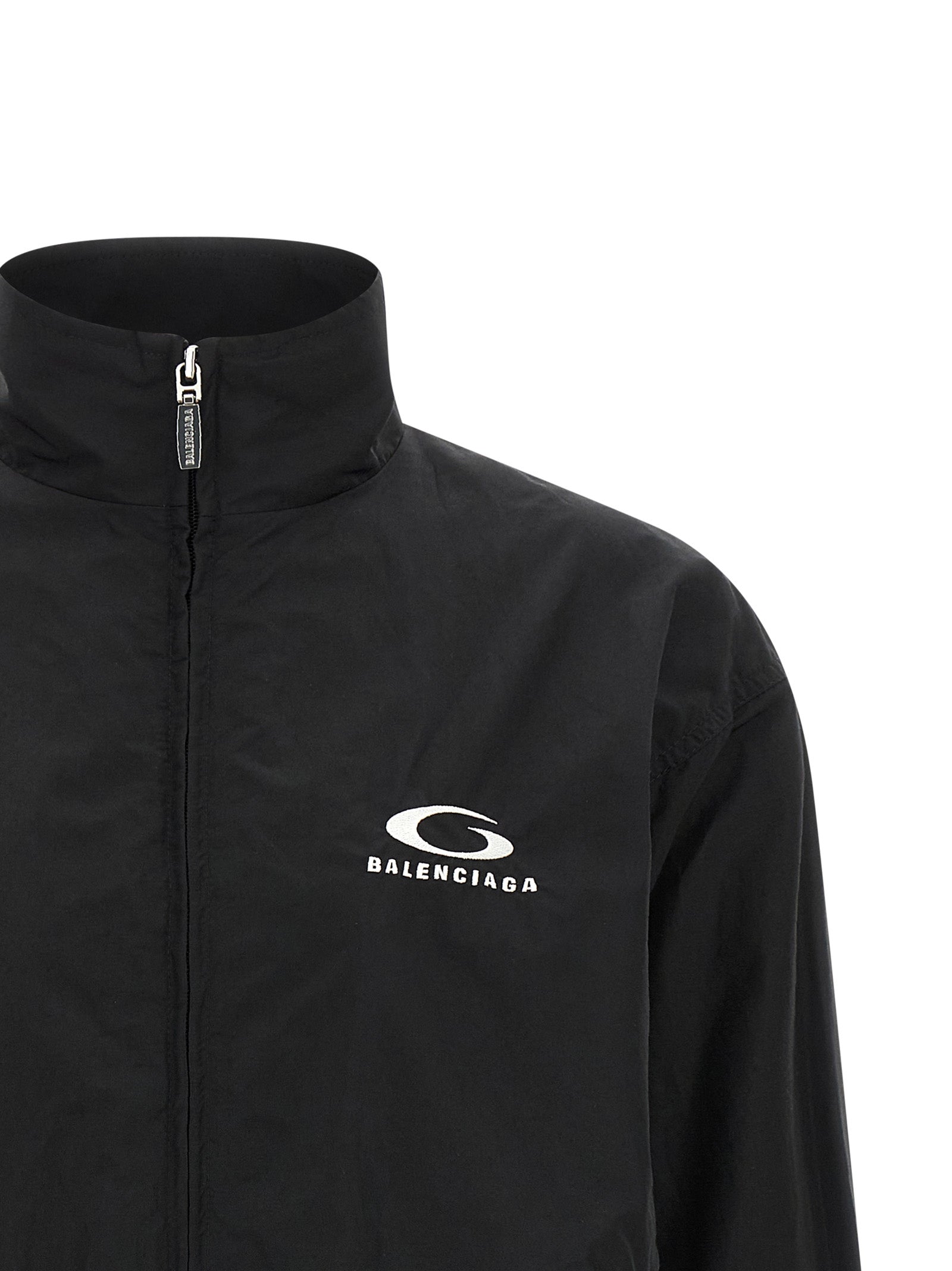 Balenciaga Black Cotton Nylon Bomber Jacket