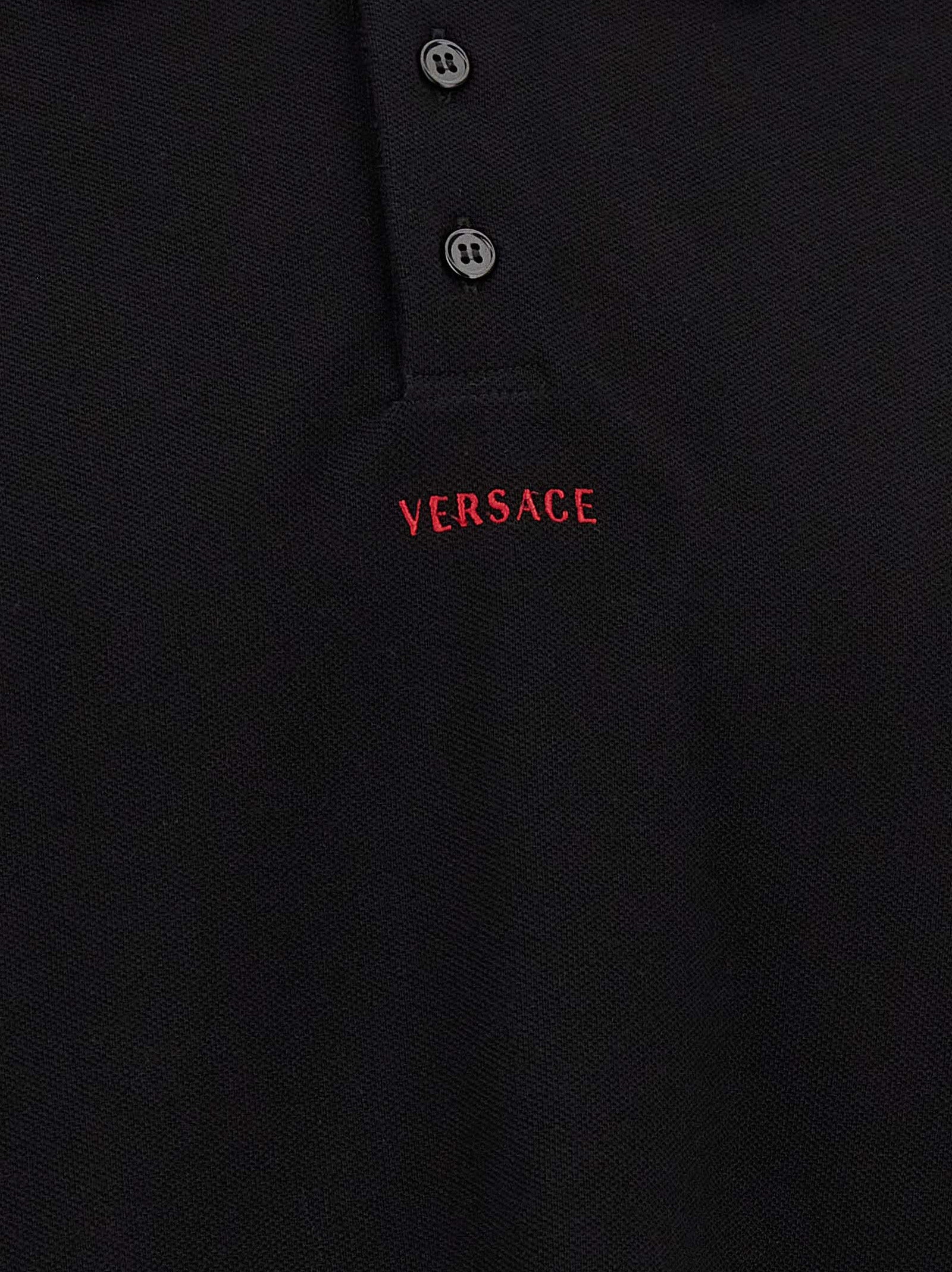 Versace Black Cotton Piqué Polo Shirt