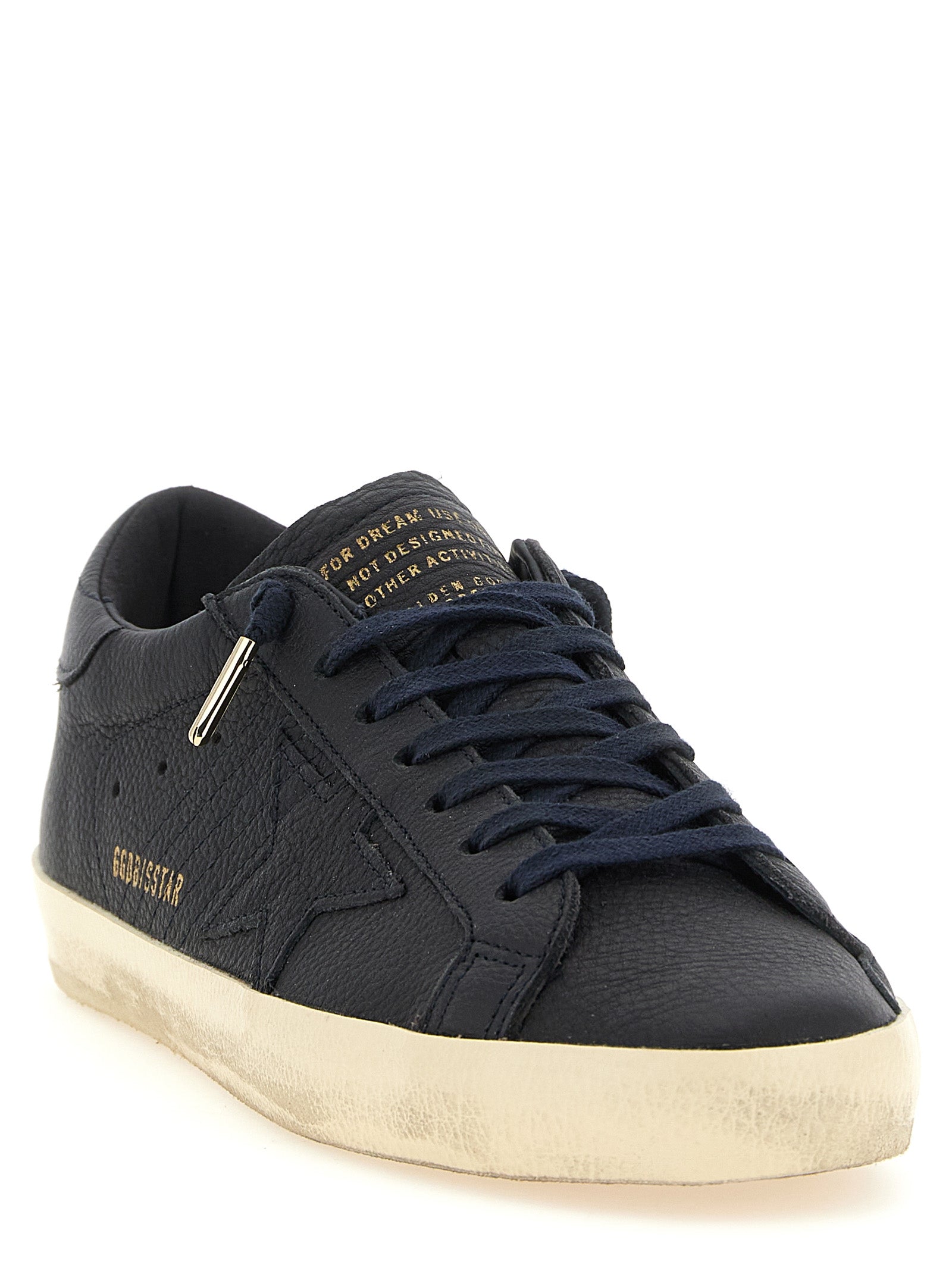 Golden Goose Blue Super-Star Low Top Leather Sneakers