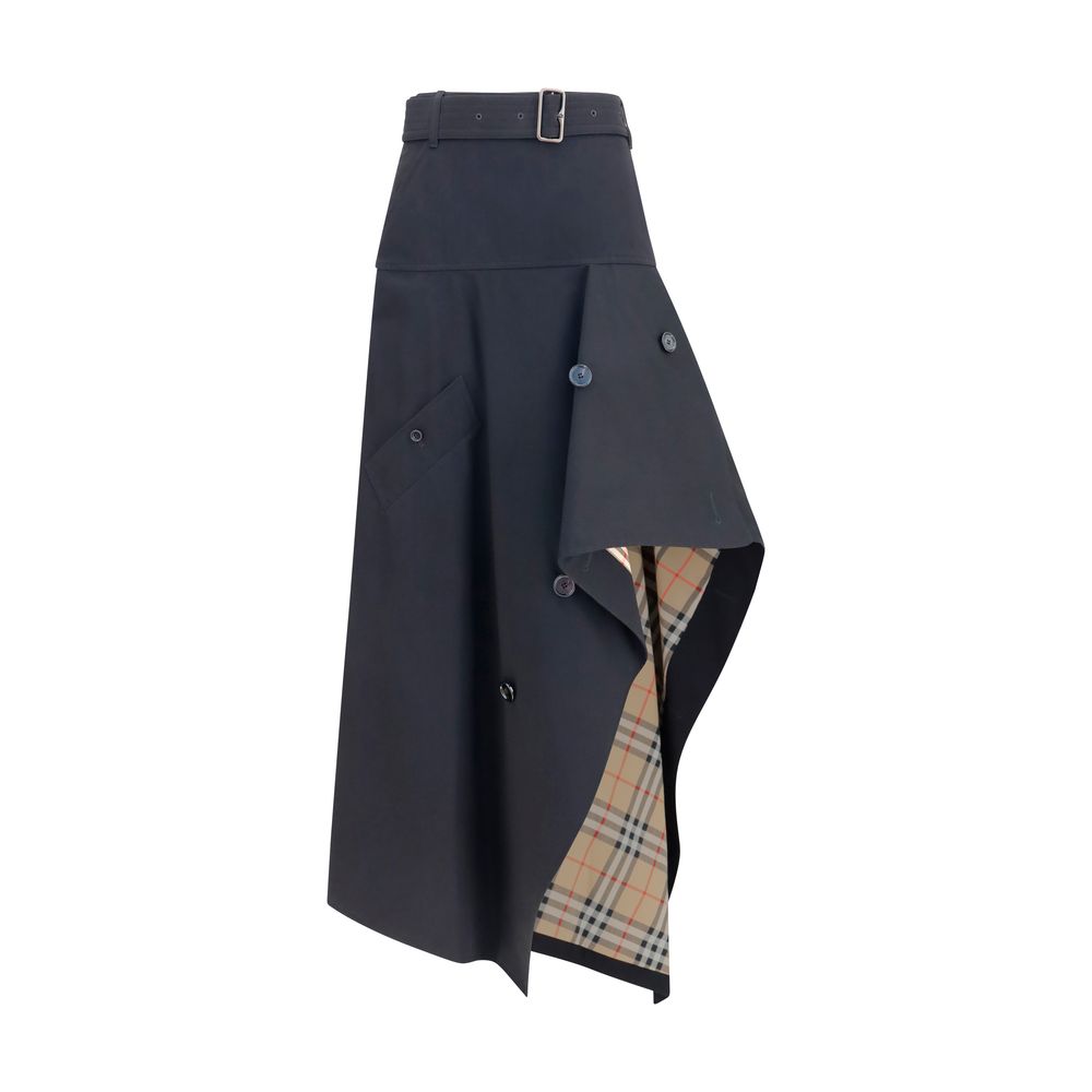 Black Cotton Asymmetric Long Skirt