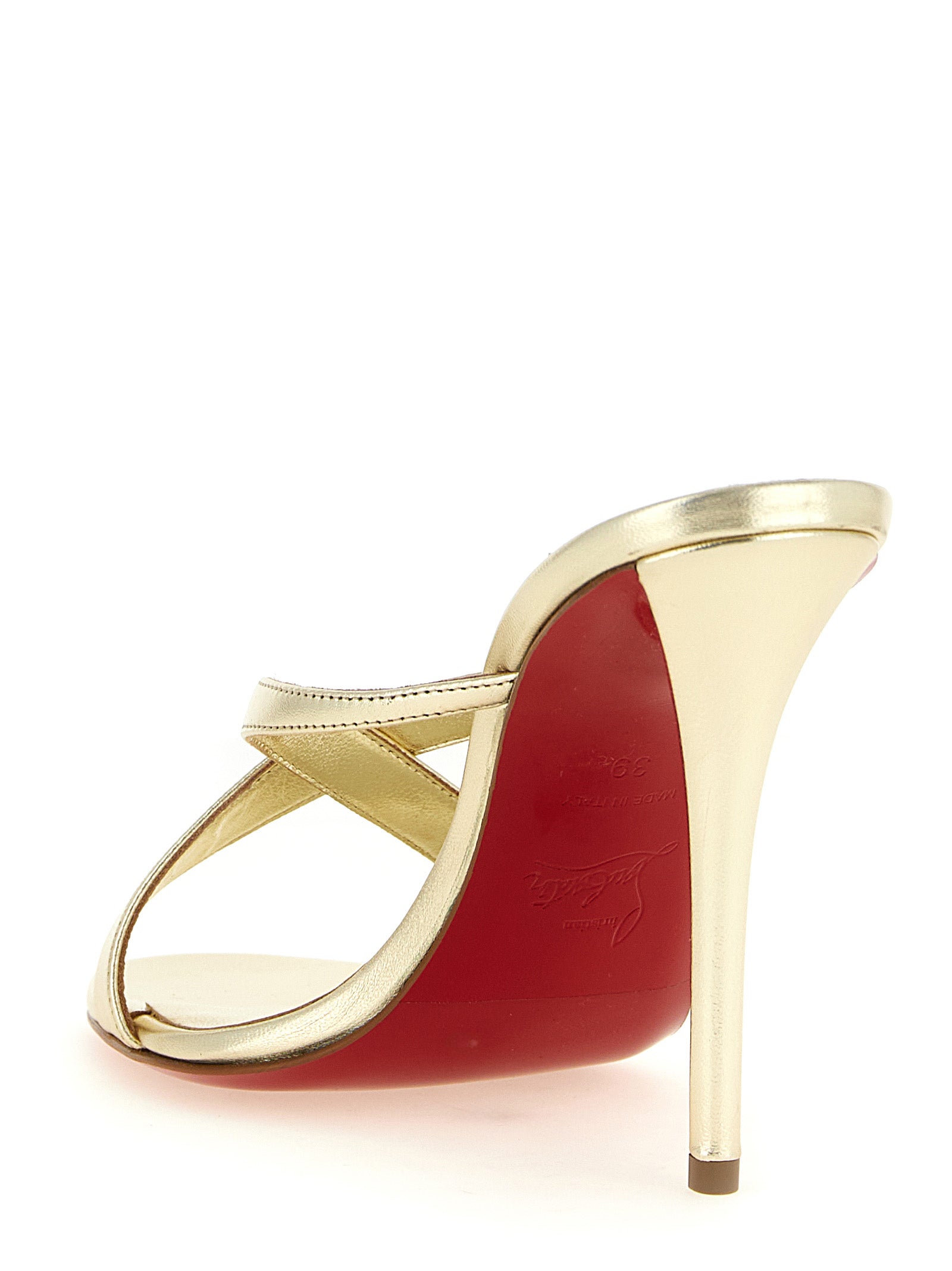 Christian Louboutin Gold Lambskin Stiletto Heel Sandals