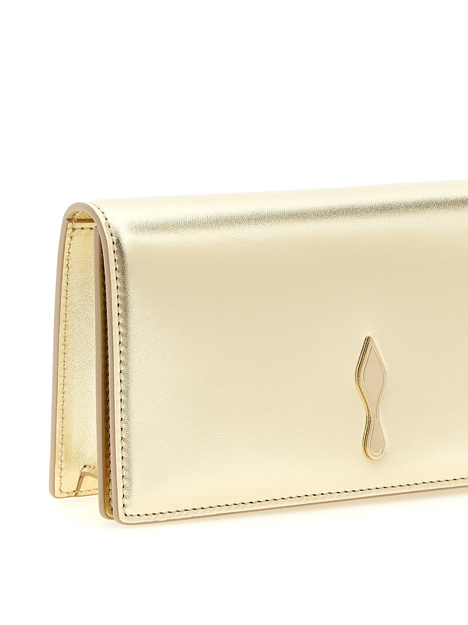 Christian Louboutin Gold Bettina Lambskin Clutch Bag